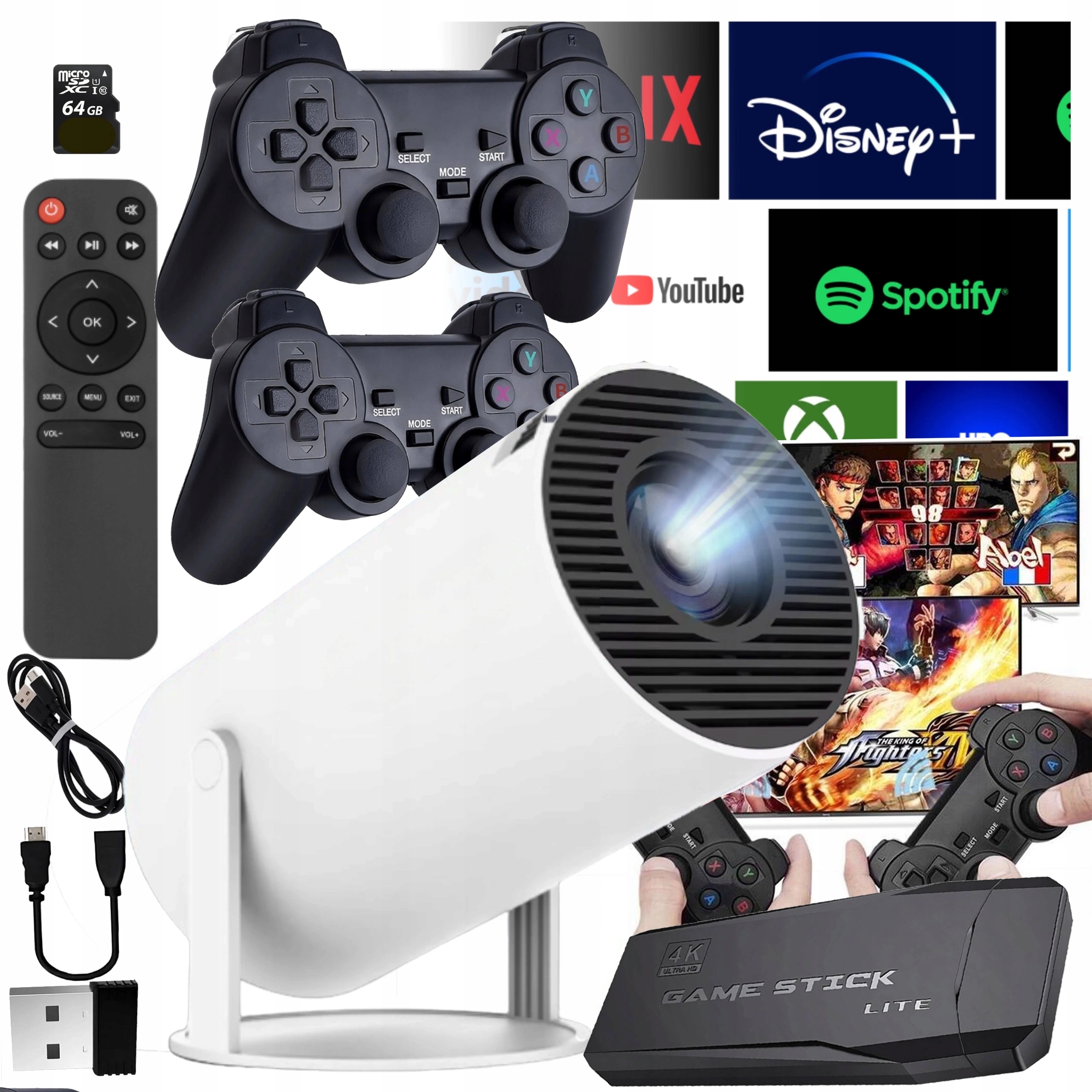 PROJEKTOR LED KONSOLA GAME STICK LITE ANDROID 2 PADY GRY PILOT WIFI USB