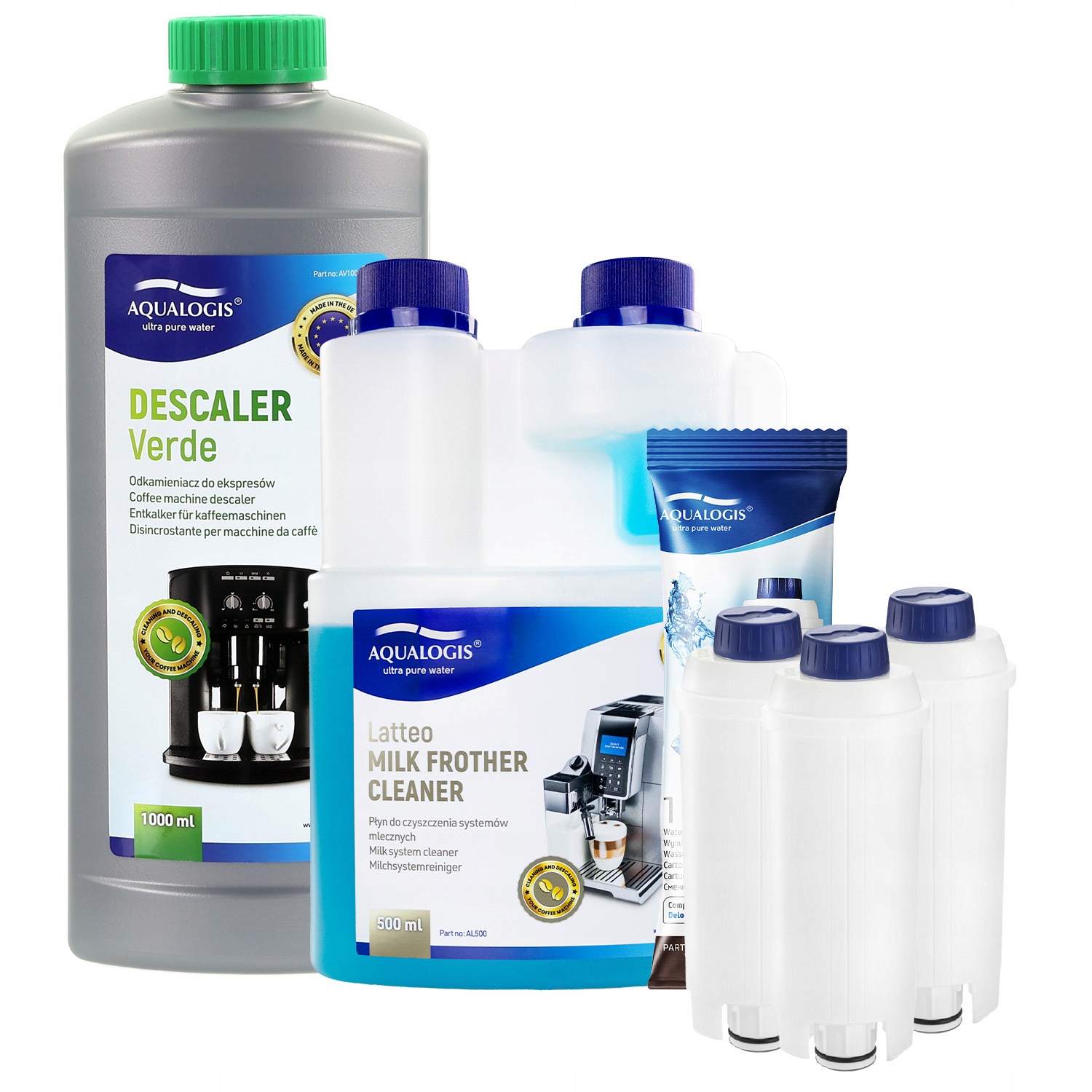 3x Filtr do kávovaru Delonghi AL-S002 Tekutina 500 ml Odvápňovač 1 l