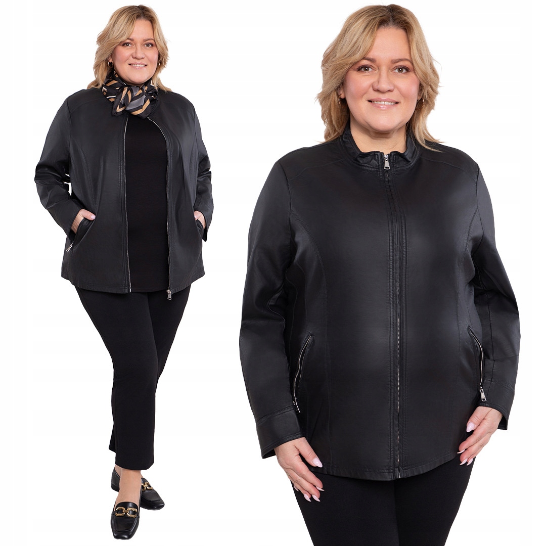 Černá bunda z ekokůže 56