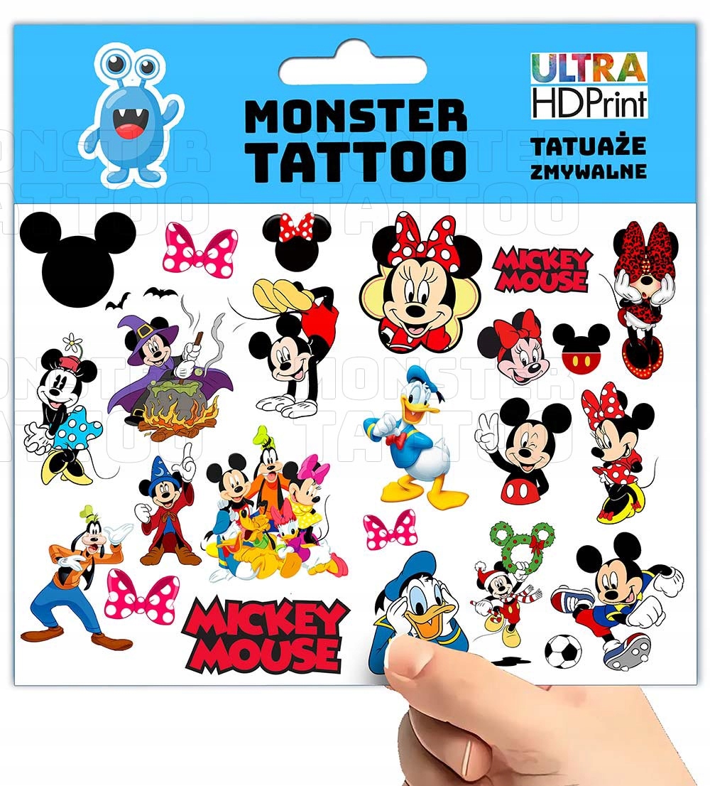 TATUAŻE ZMYWALNE TYMCZASOWE DLA DZIECI MYSZKA MIKI WZORY ORYGINALNE Marka Inna