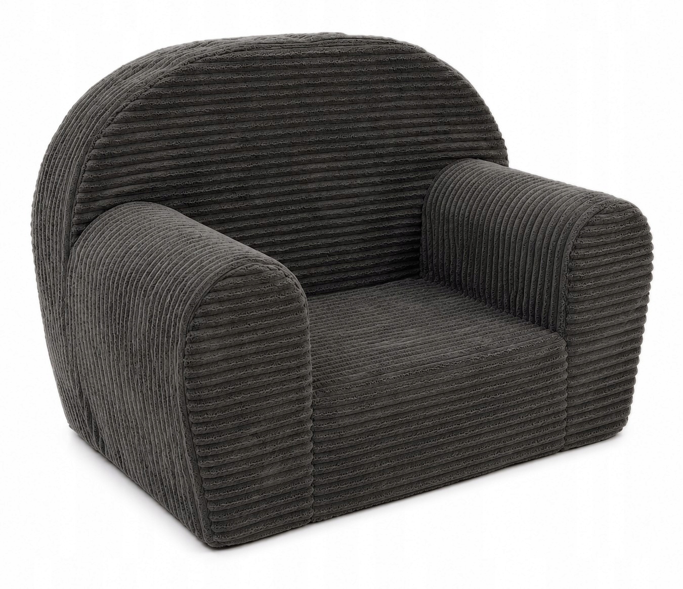 Fotelik piankowy dla dzieci sofa pufa miękki sztruksowy ciemno szary Fimex