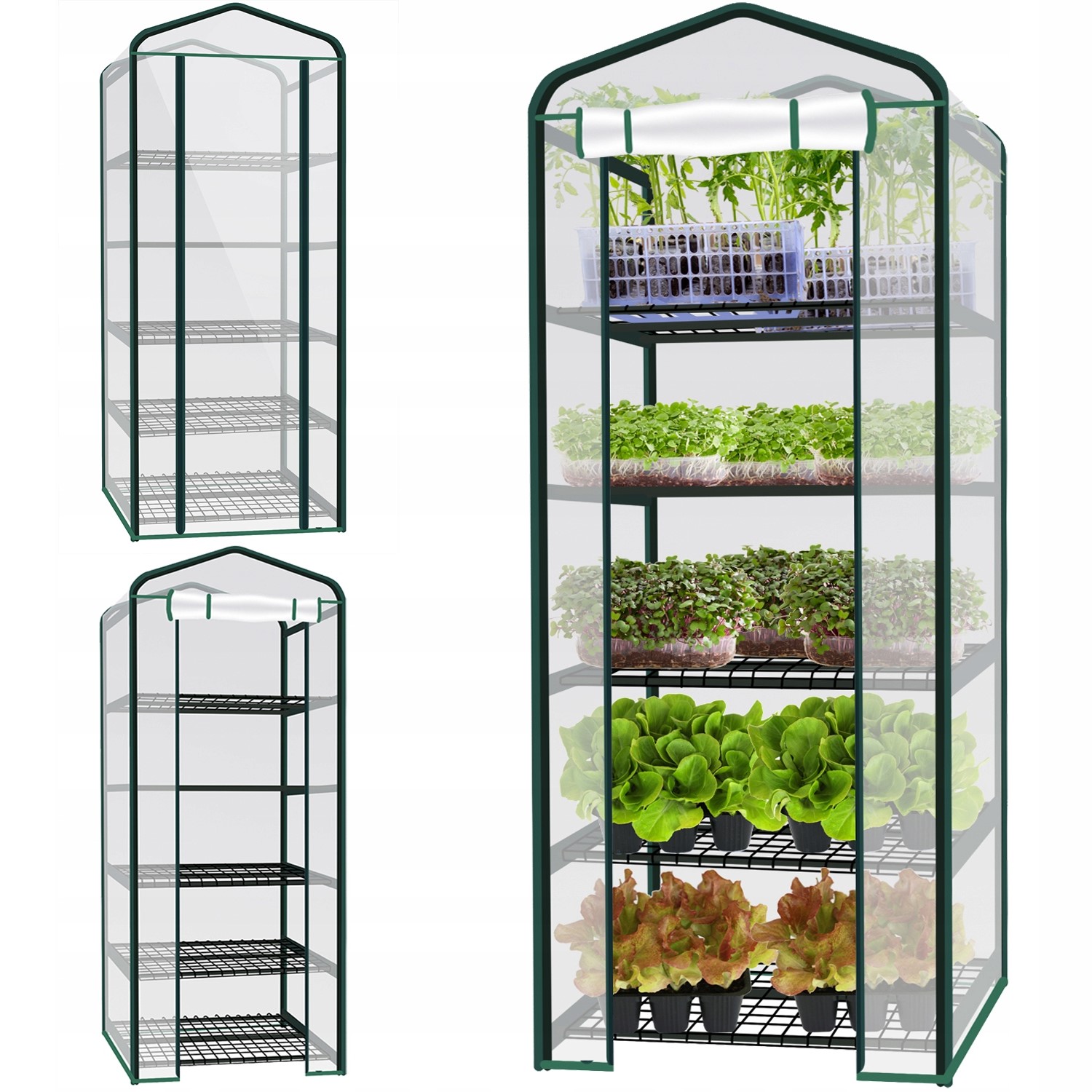 Balkonový Zahradní Skleník 5 Polic Regál- Květiny Zelenina 190x70 cm Mini