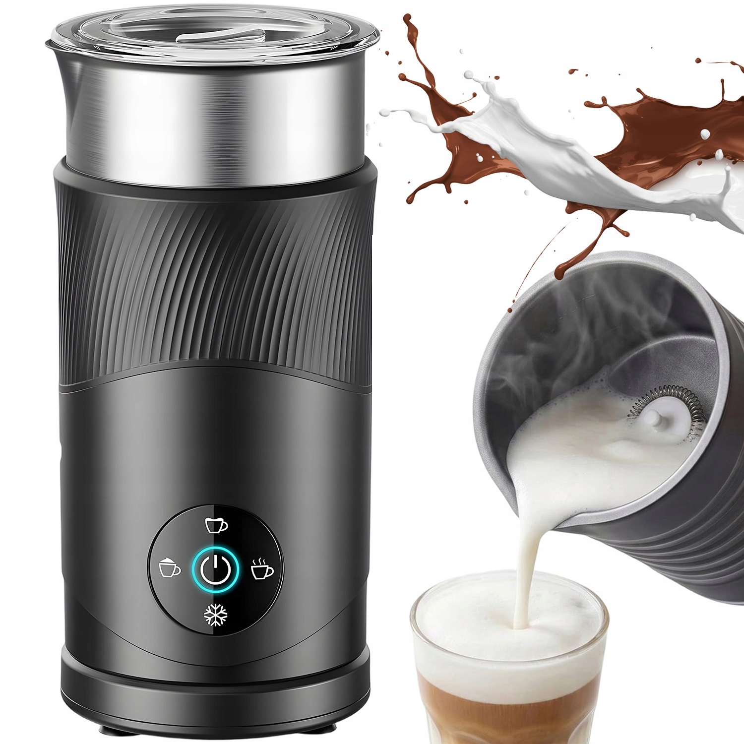 Elektrický Napěňovač Mléka Na Kávu 450 W 350 ML 4 Režimy, Velký Led Displej