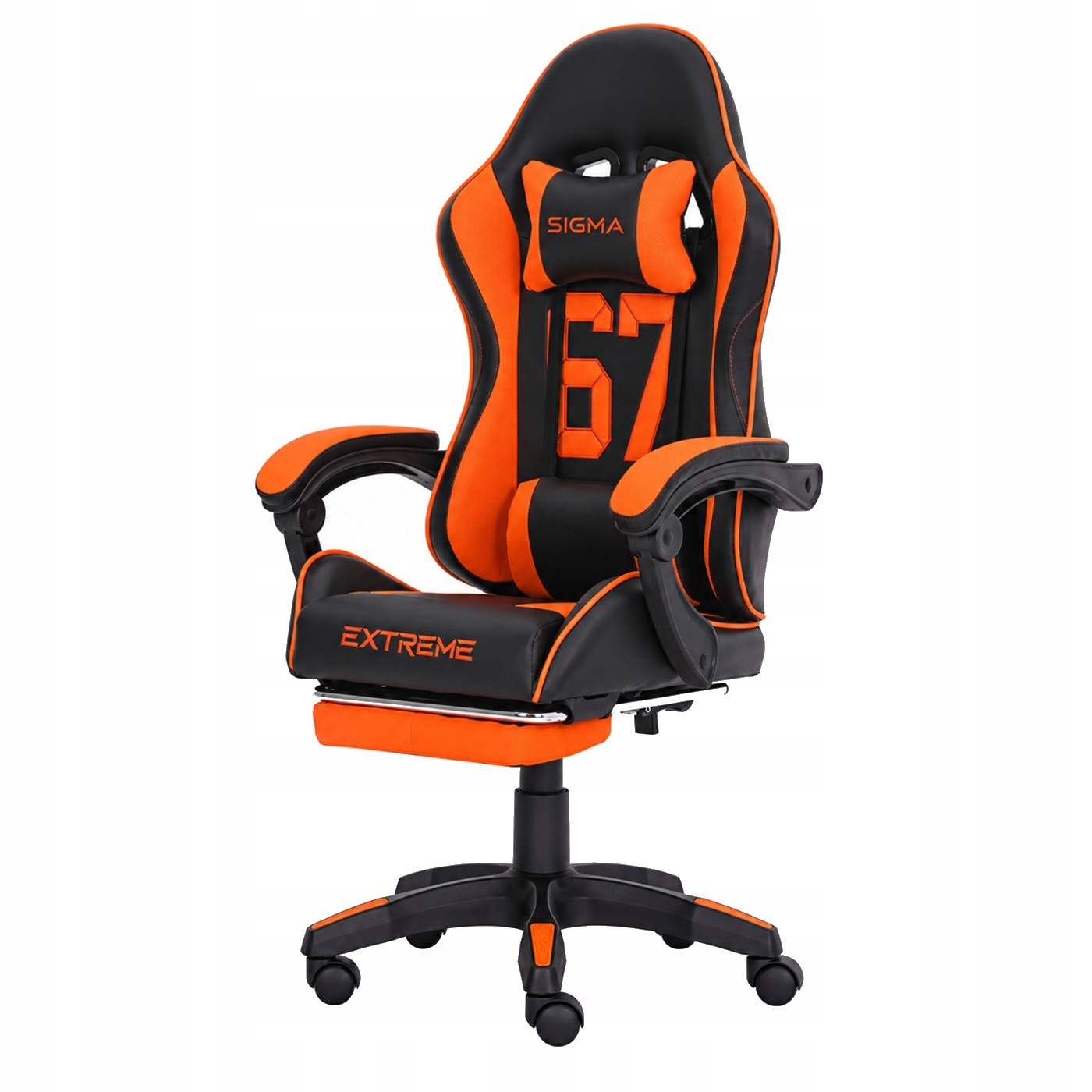 Herní židle Extreme Sigma 67 černo-oranžová s podnožkou