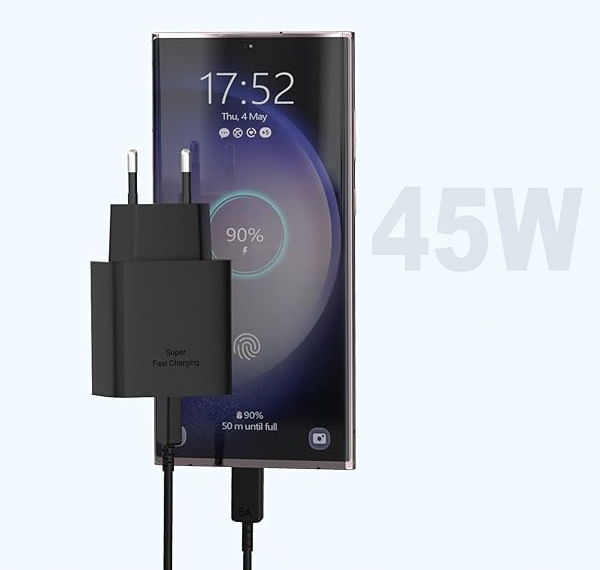 SZYBKA SIECIOWA ŁADOWARKA DO TELEFONÓW SAMSUNG 45W + KABEL ŁADOWANIA USB-C 5A 2M Złącza USB typ C