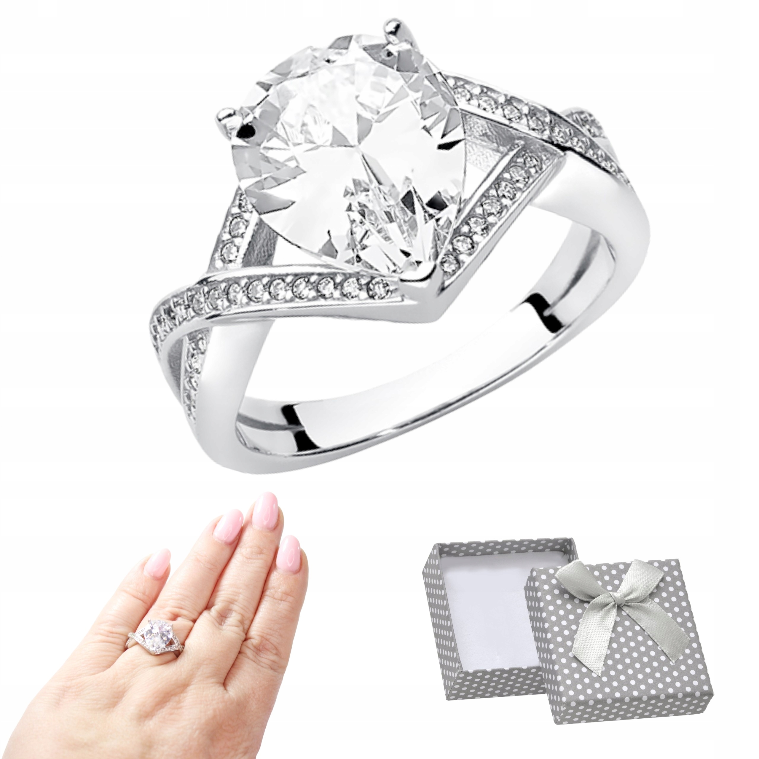 Prstýnek ryzosti 925 Rhodiovaný s zirkony Klasický Krásný R12