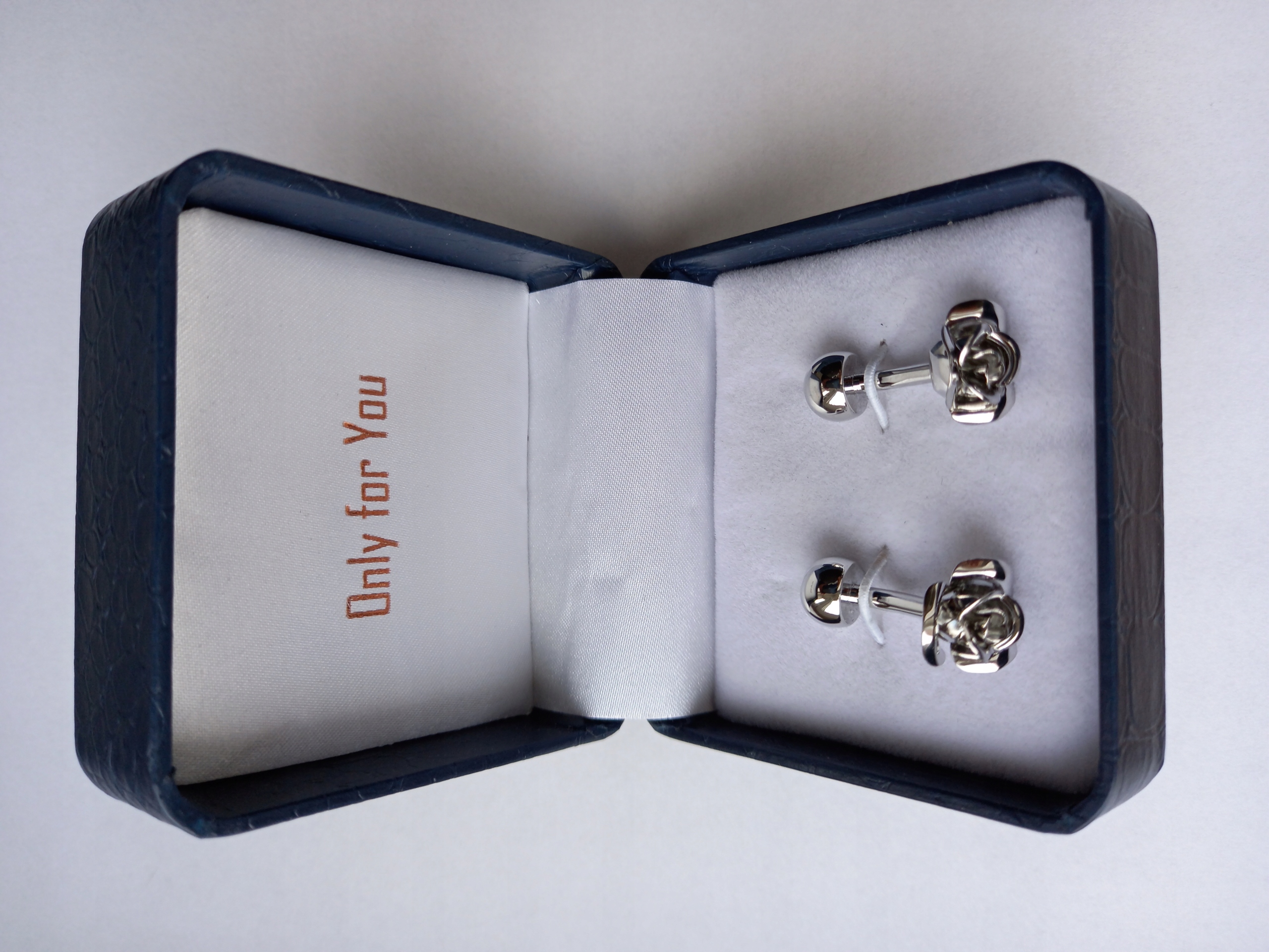 Stříbrné manžetové knoflíčky Exc Exciting Kovová růže