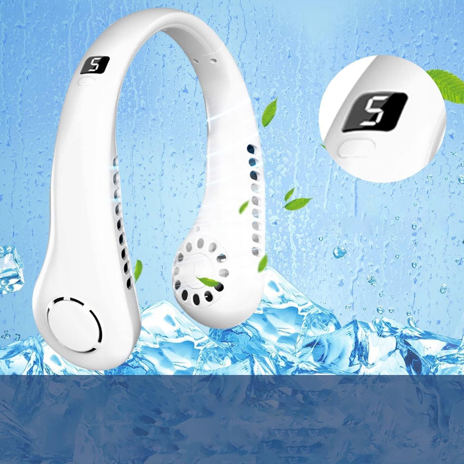 WENTYLATOR BEZŁOPATKOWY WENTYLATOR USB NA SZYJĘ 3000mAh 5 PRĘDKOŚCI Marka Bedee