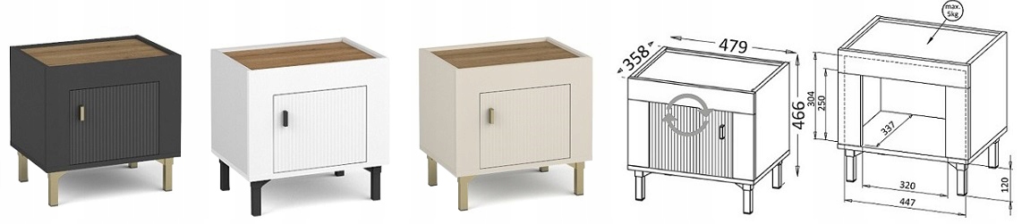 meble mała szafka nocna czarna +kolor stolik nocny na nóżkach Mossa 11 Kod producenta MO11