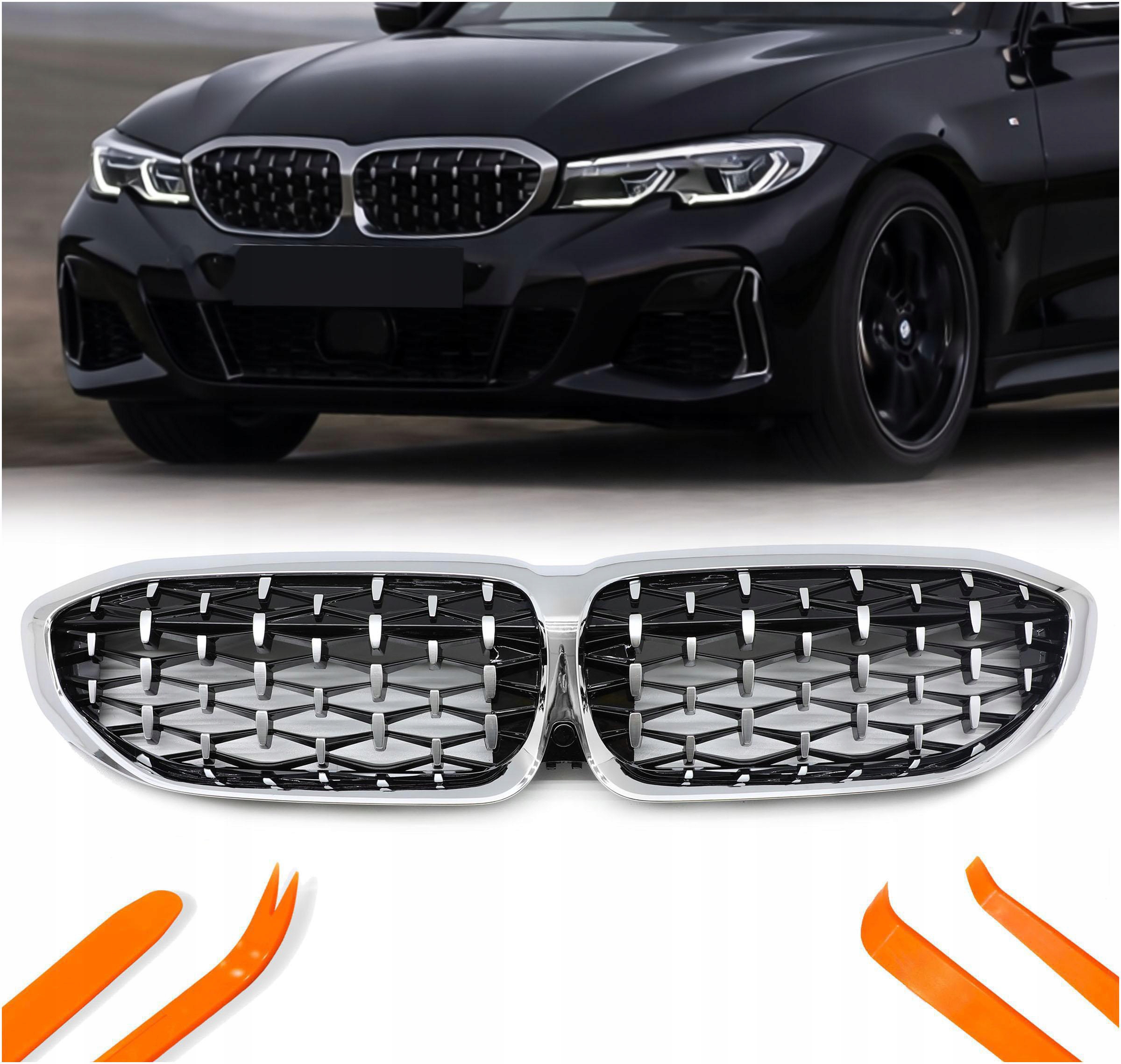 Atrapa Gril Ledvinky Bmw 3 G20 19-22 Stříbrný Diamant