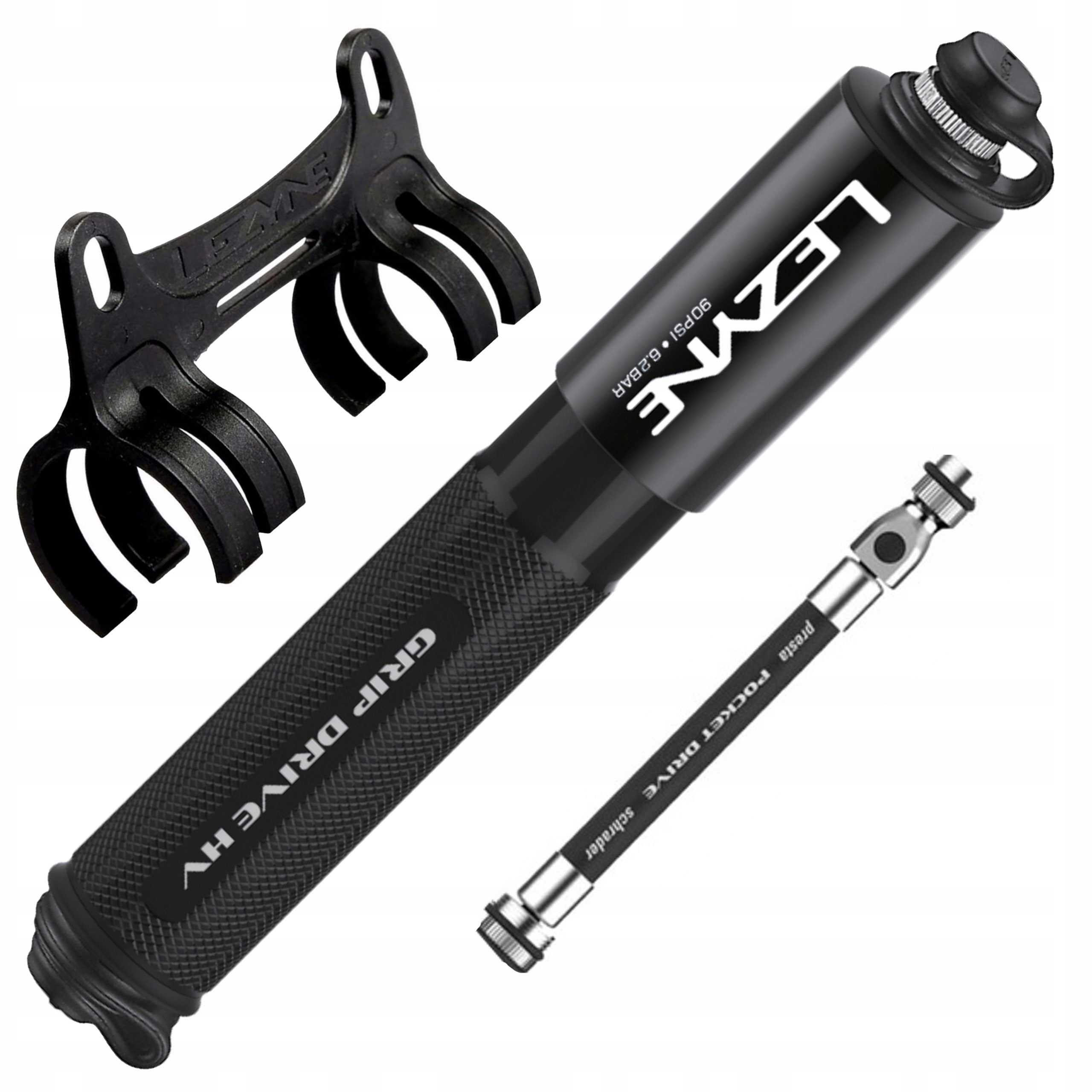 Mała Pompka do Roweru z Wężykiem Mtb Gravel Lezyne Grip Hv Solidna Czarna