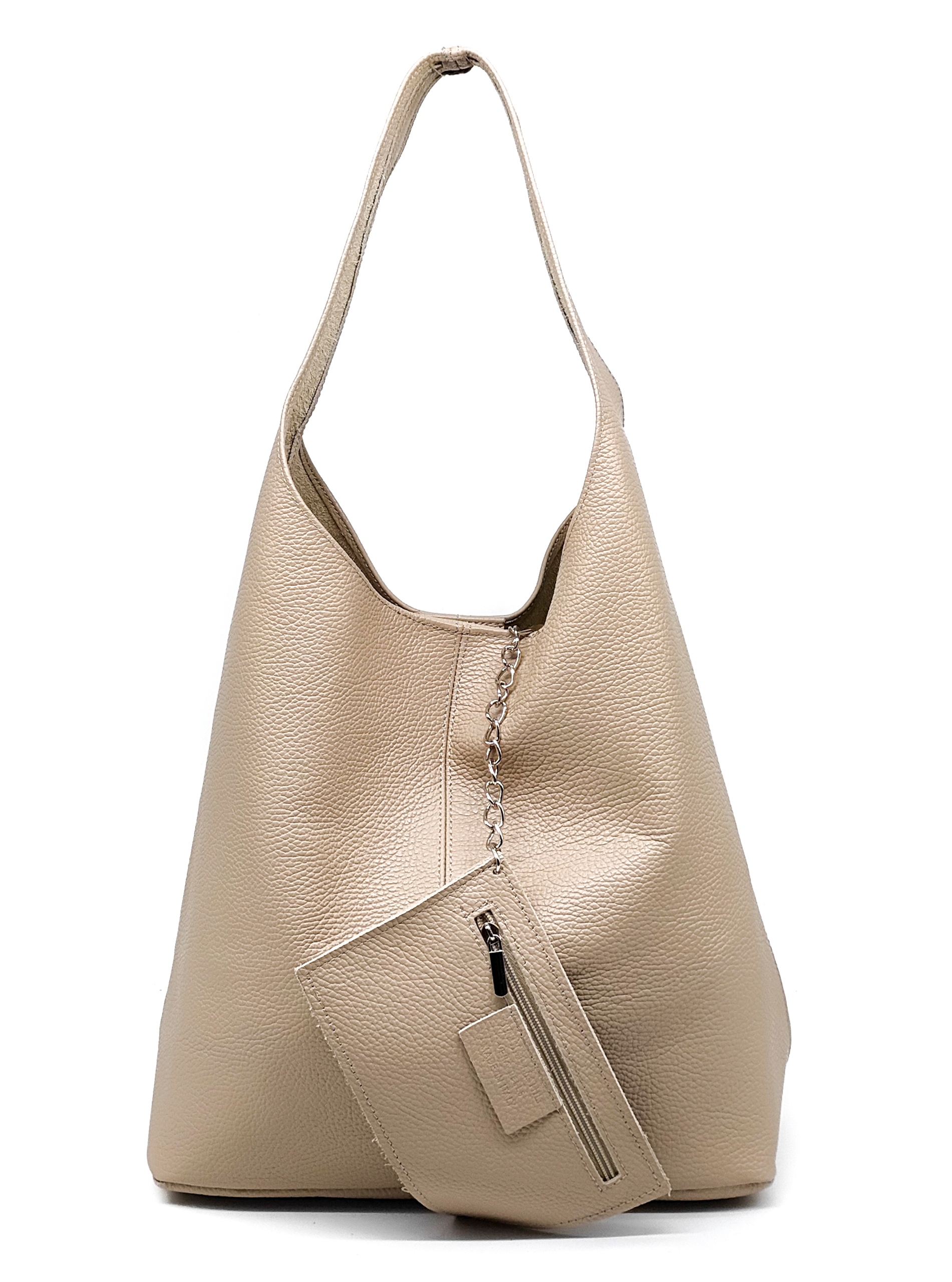 Béžová taška z přírodní kůže vera pelle