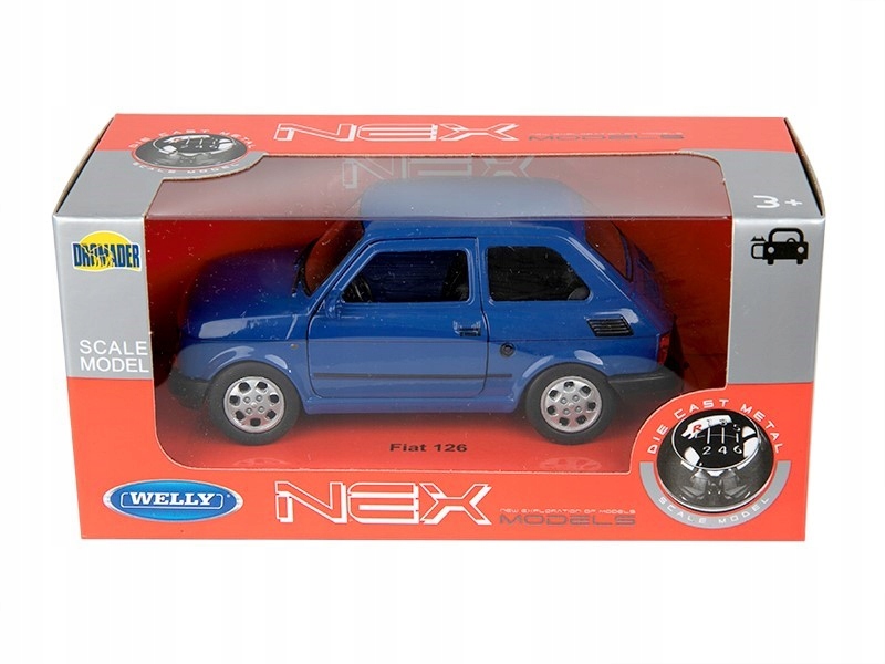 Model 1:34, PRL FIAT 126p, granatowy Marka Welly
