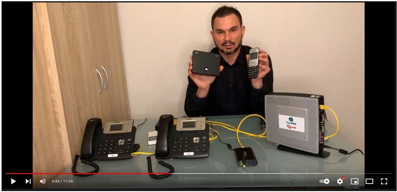 Centrala telefoniczna PBX VOIP + Bramka GSM 2 x SIM + 3 telefony VOIP Model freePBX2x3