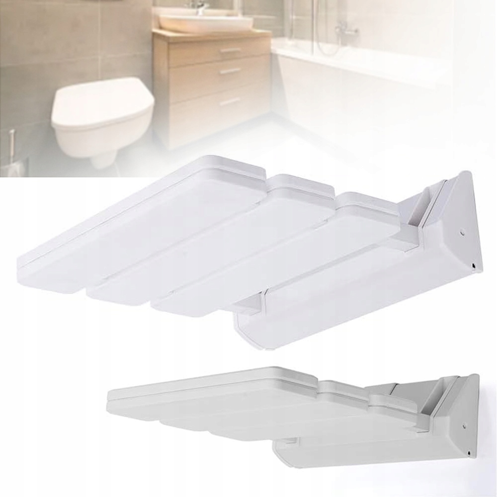 Składane Siedzisko Kąpielowe Montowany Na Ścianie Biały, Obciążenie 130 Kg