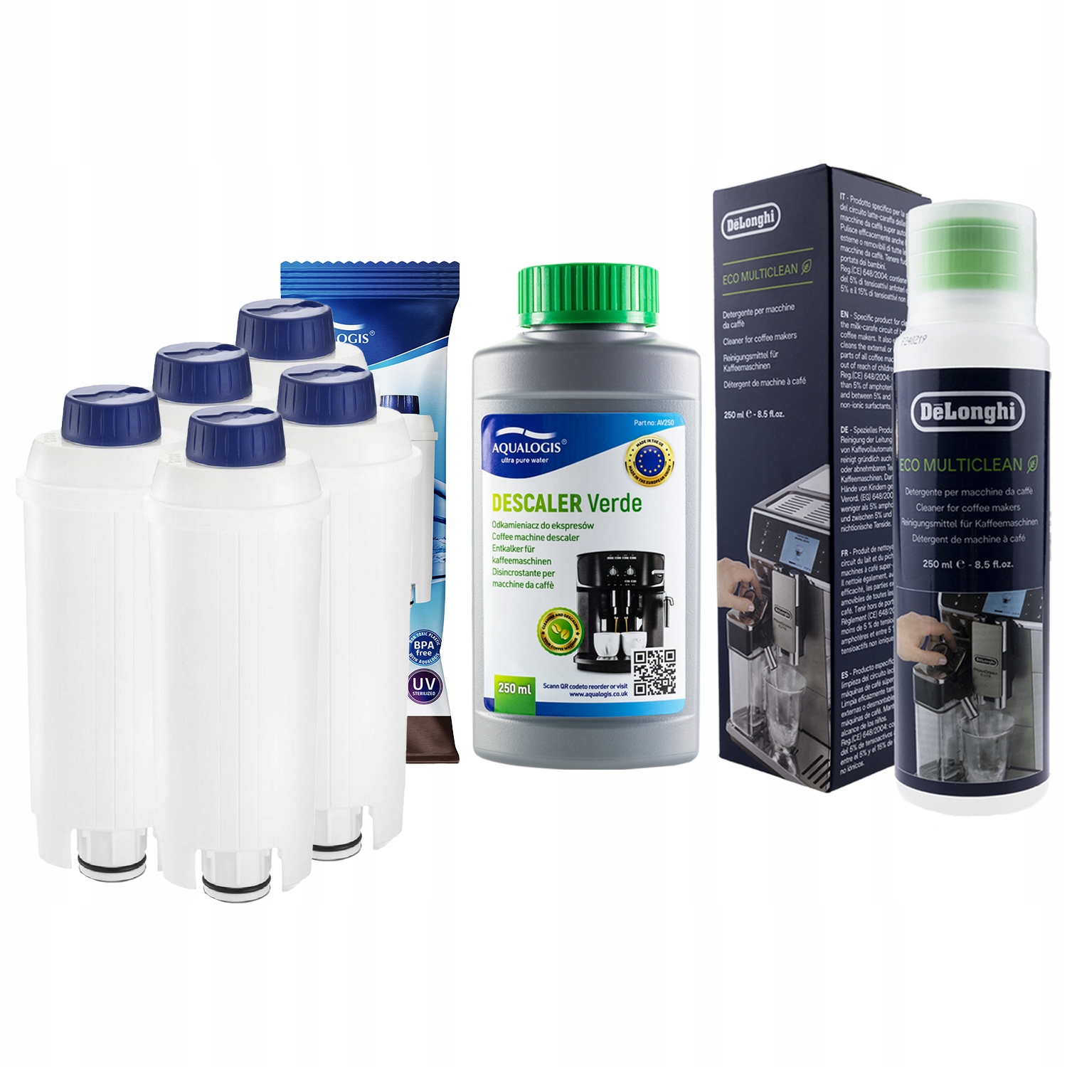 5 x Filtr do kávovaru Delonghi AL-S002 3013 250 ml Odvápňovač 250 ml