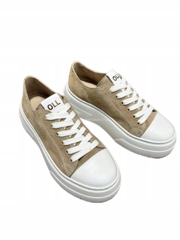 By O La La...! Tenisky Oll Na Silné Podrážce Béžová/bílá 36