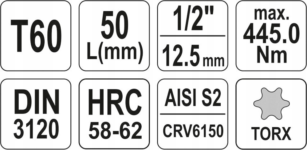 YATO - KLUCZ TRZPIENIOWY TORX T60 BIT 1/2'' EAN (GTIN) 5906083043185