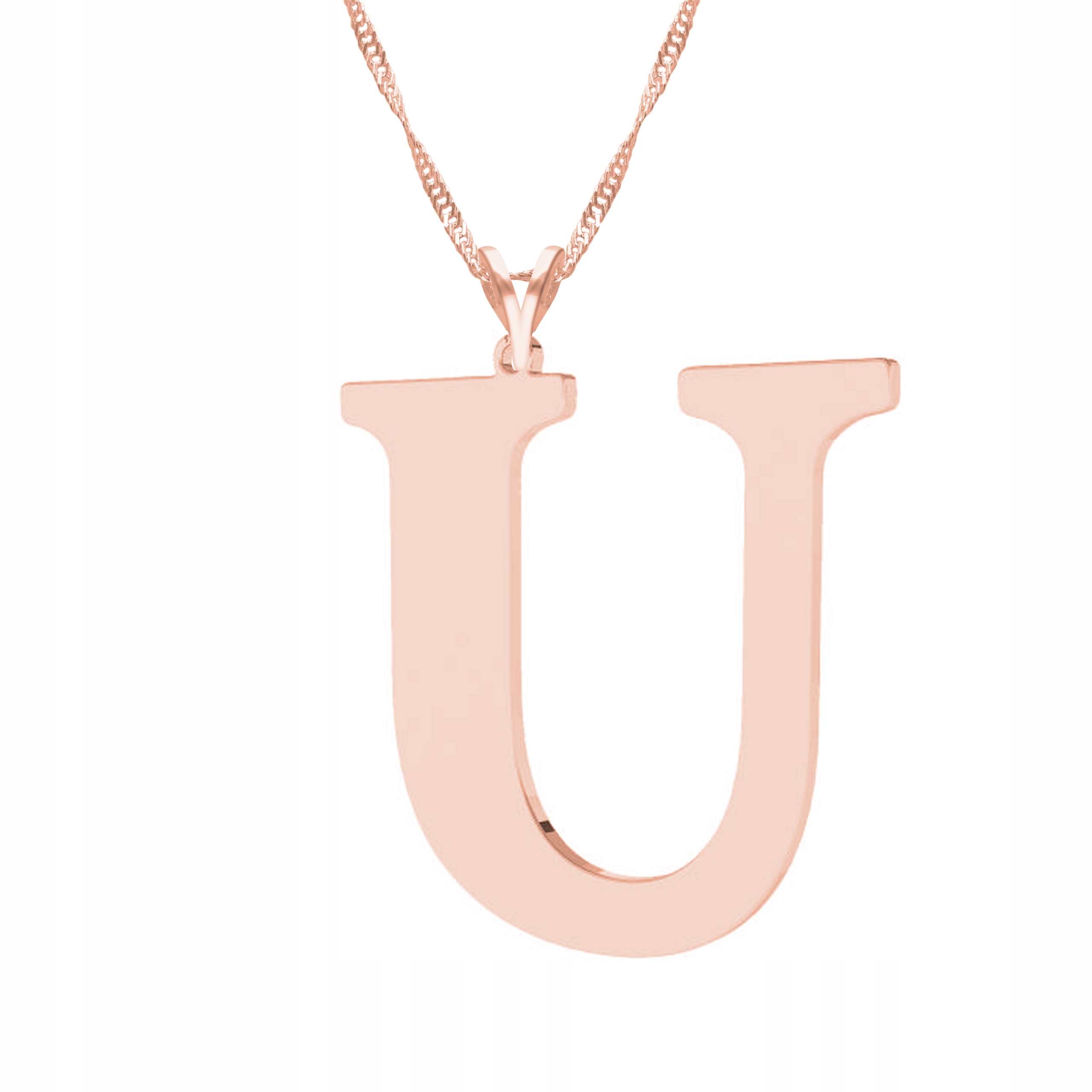 Řetízek zlatý náhrdelník stříbro 925 Písmeno U