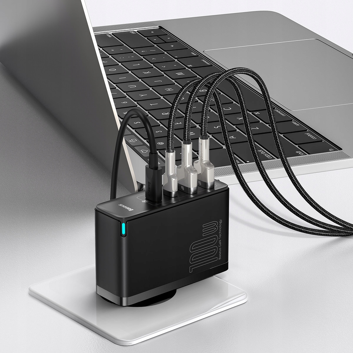 SZYBKA ŁADOWARKA BASEUS DO TELEFONU ZASILACZ DO LAPTOPA 100W 4x USB USB-C Marka Baseus
