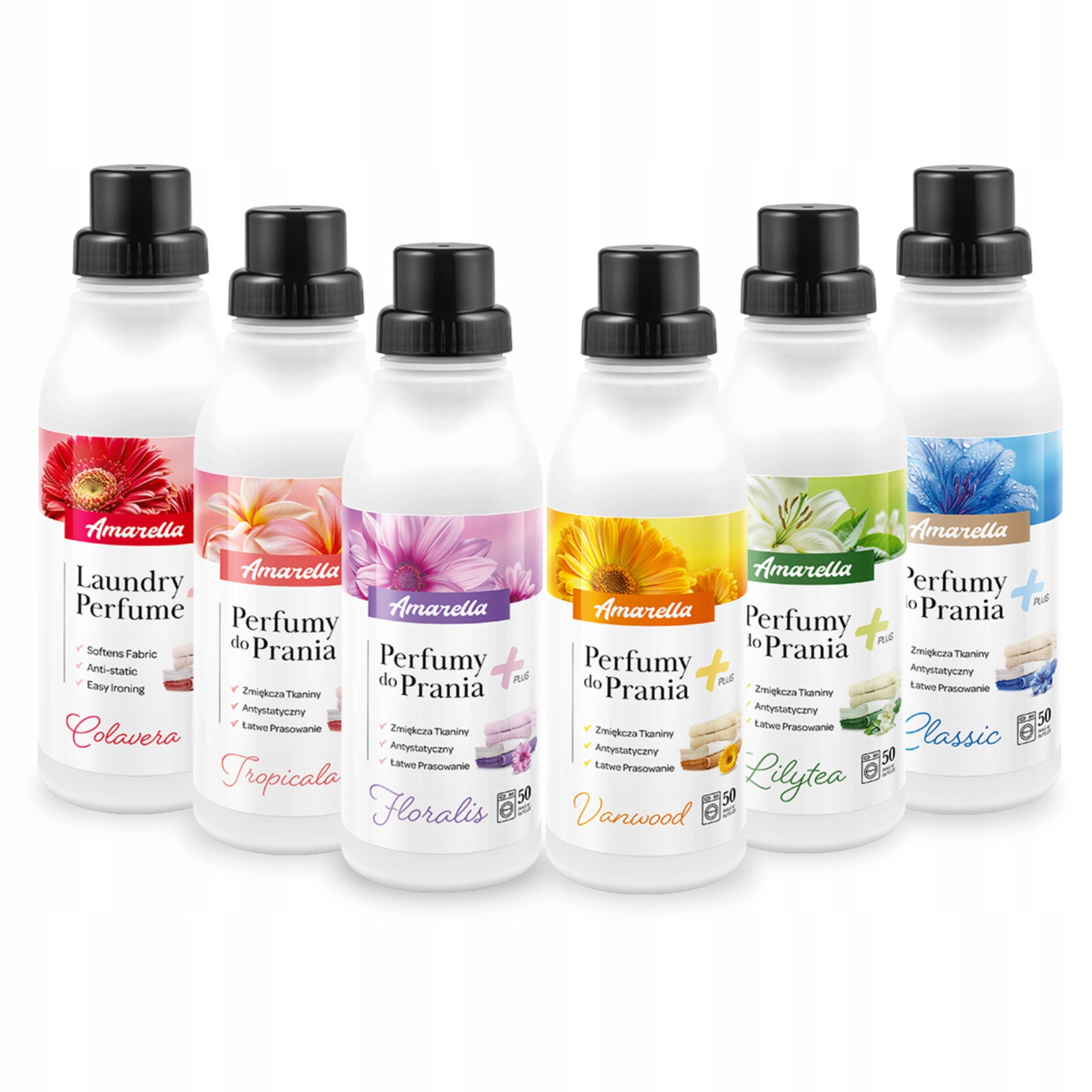 Levně Sada 6 x parfém do prádla Amarella 500 ml MIX vůní do tkanin 3 l