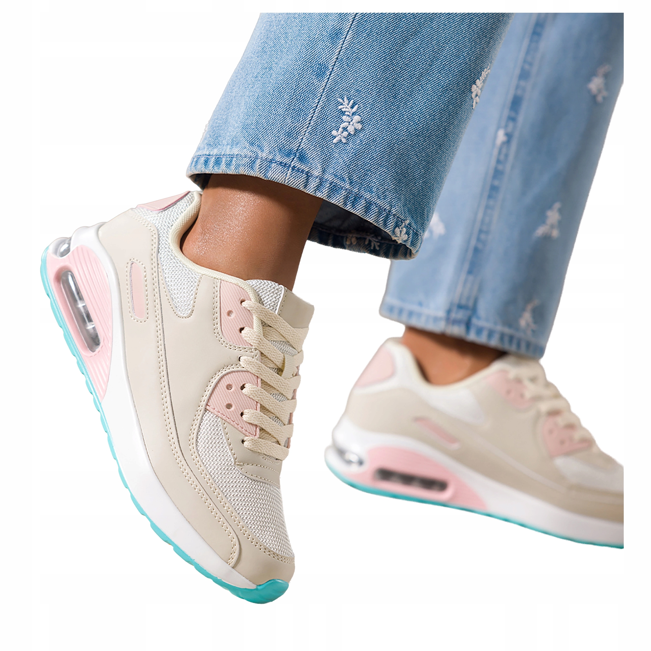 Béžové Tenisky Dámské Koturn Šněrované Růžové Sportovní Vložky vel 41