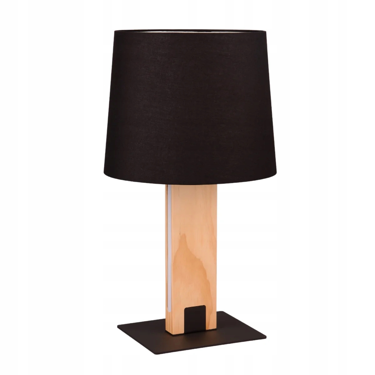 Drevená stolová lampa čierna s Led tienidlom E27 do spálne a obývačky Trio