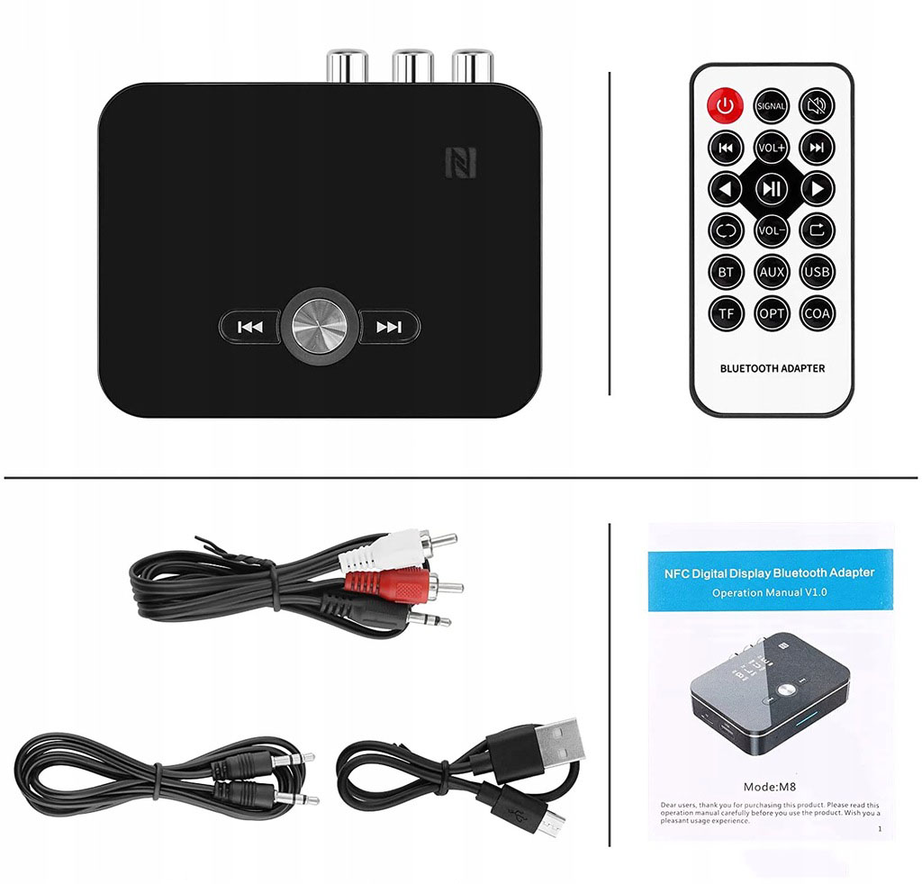 ADAPTER NADAJNIK ODBIORNIK BLUETOOTH 5.0 NFC USB Model Adaptery Bluetooth M8