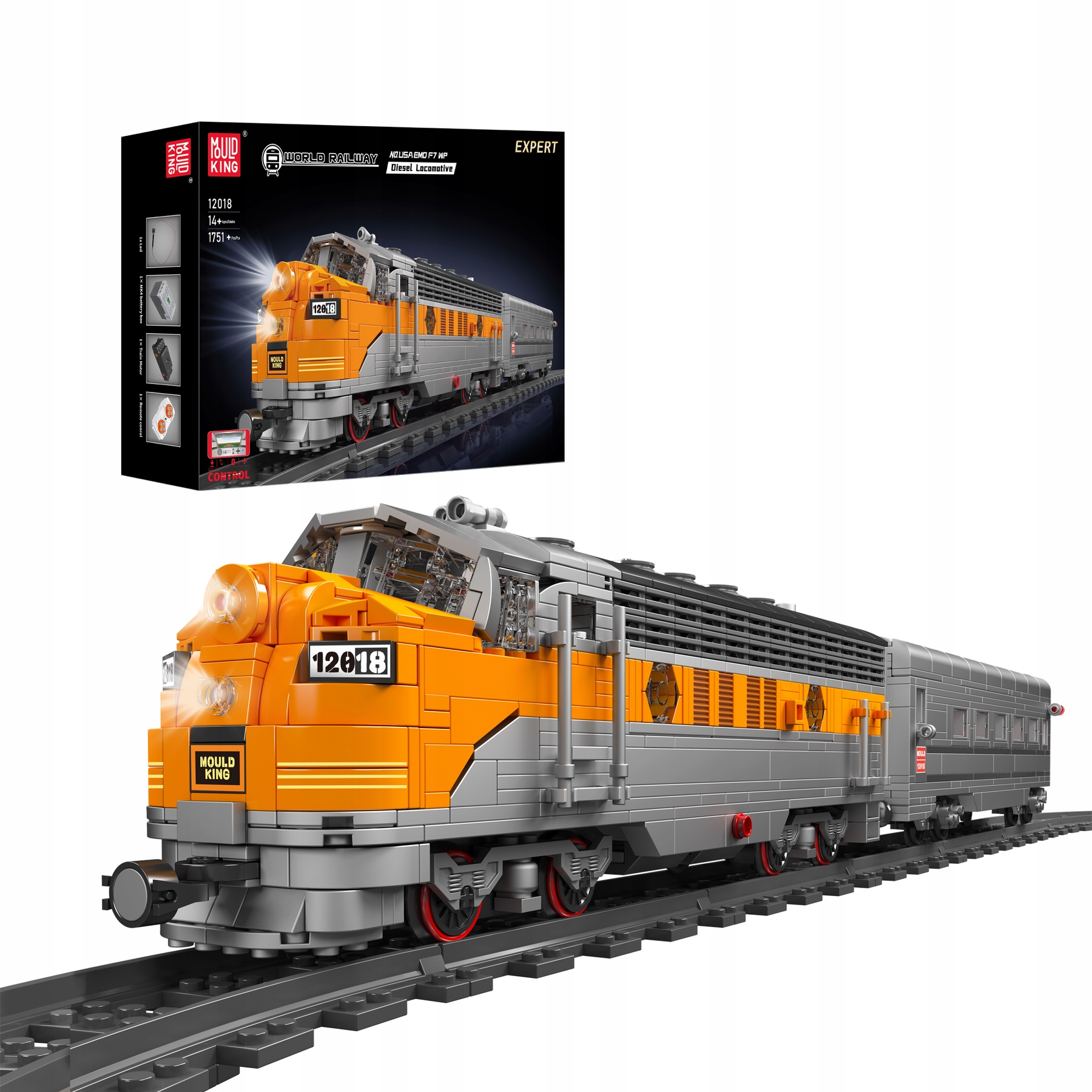 Klocki Konstrukcyjne Pociąg Kolejka Model 1751 el. Mould King 12018S
