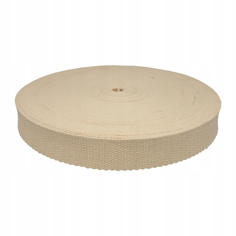 Bavlněná Páska Nosná 25m 25mm (tloušťka 1,8mm) Béžová II Gat. Zabarvení