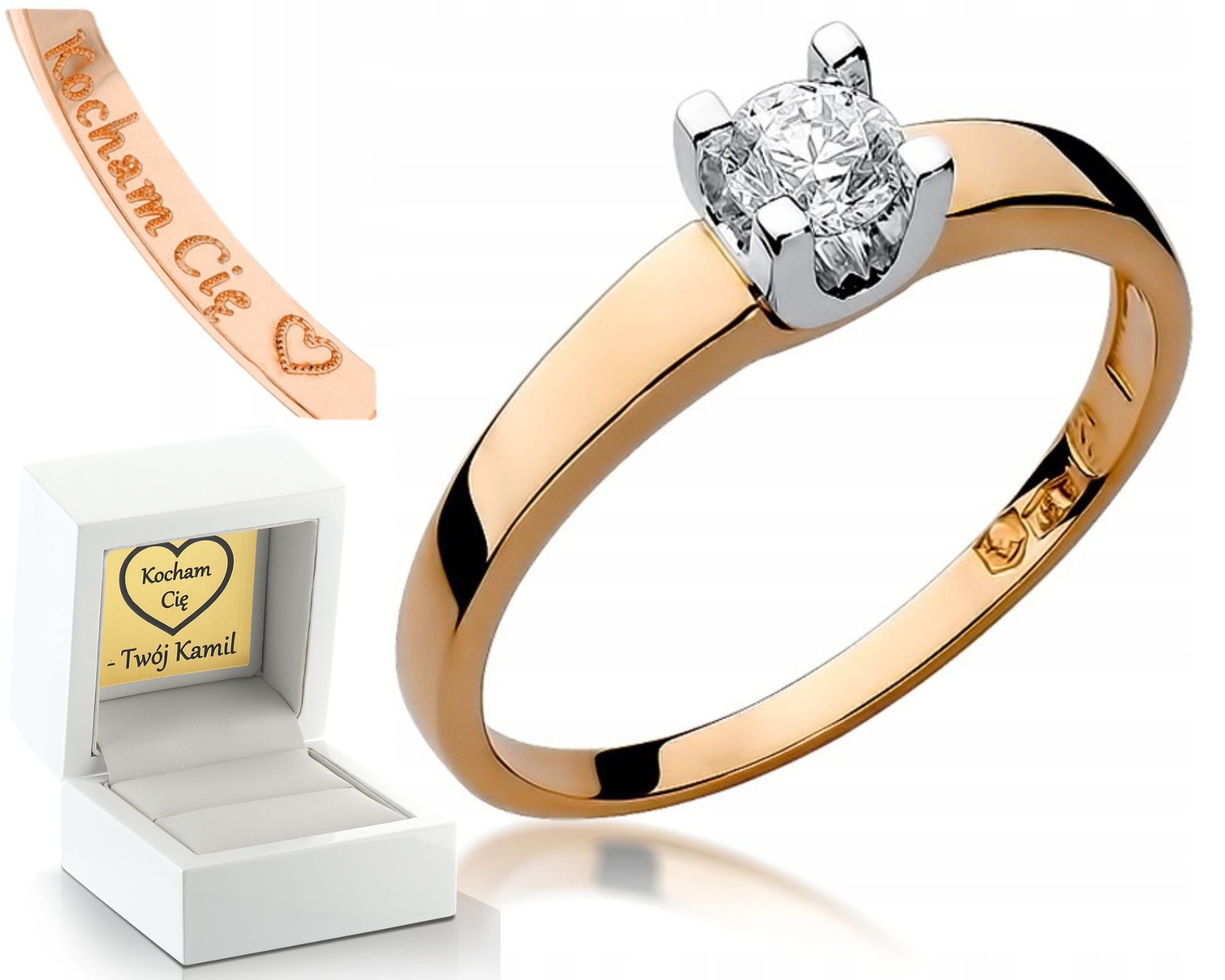 Růžové Zlato Prstýnek S Briliantem 0,30 Ct Zlato