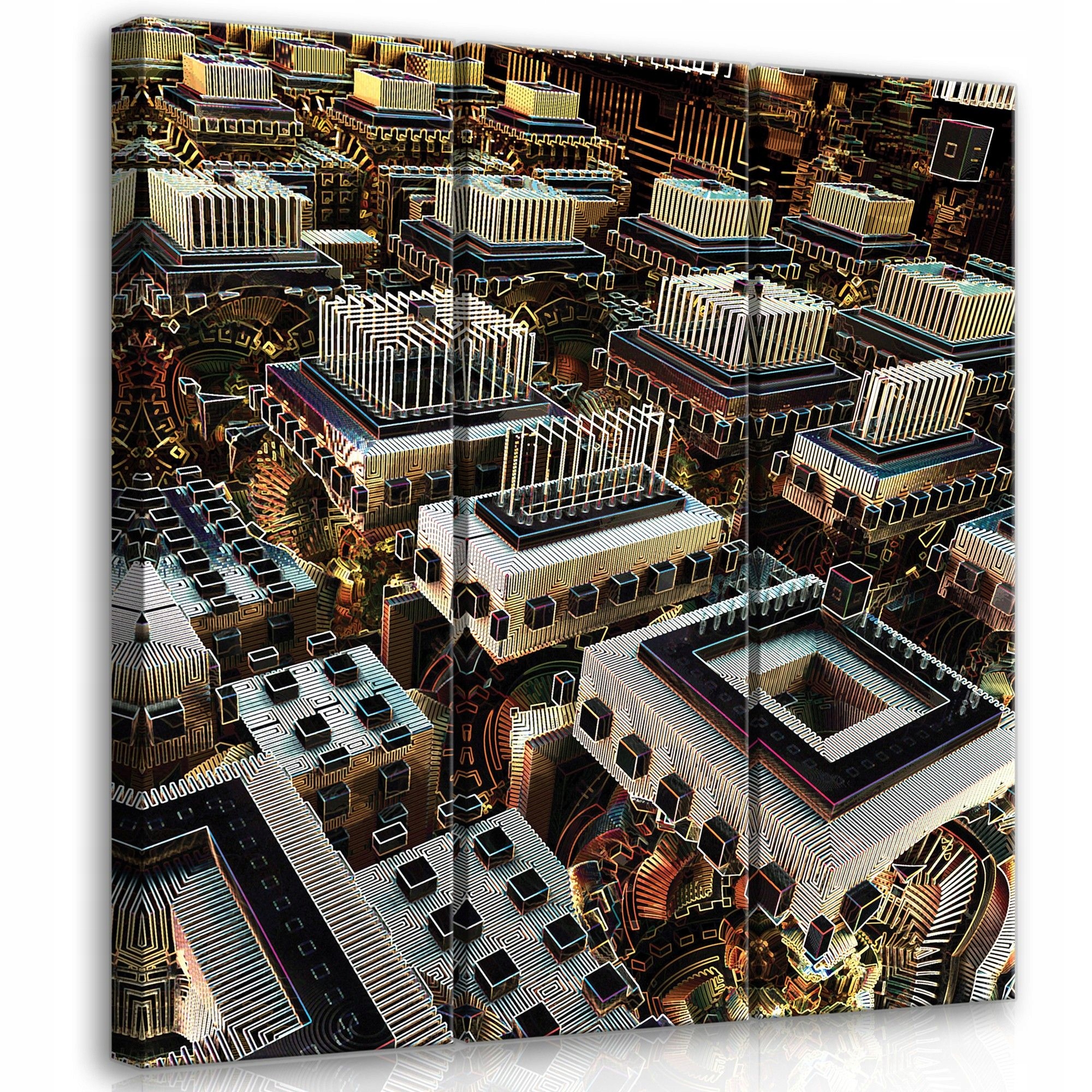 Obraz 90x100 Futuristický technogenní abstrakce digitální grafika geometrie