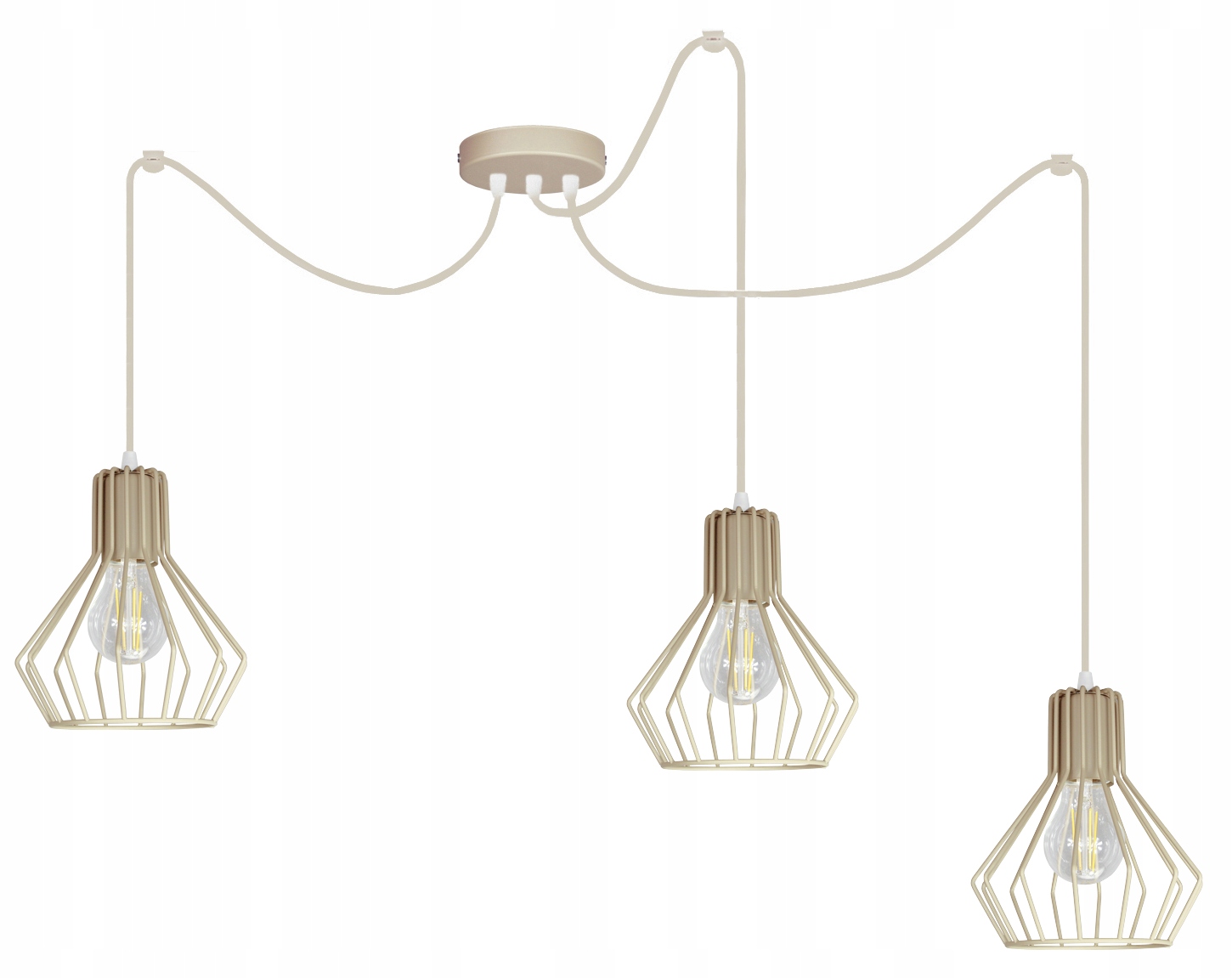 Závěsná stropní lustrová lampa Bell béžová stropní lampa do loftového obývacího pokoje