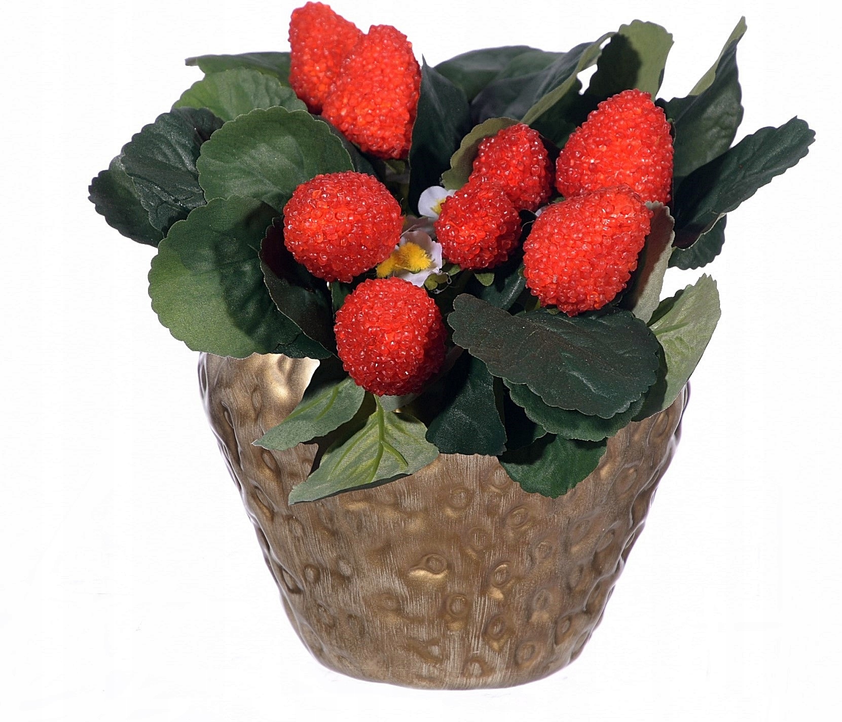 SZTUCZNE TRUSKAWKI KWIATY OWOCE LIŚCIE W DONICZCE