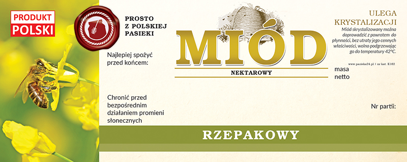 

Etykiety na Miód Rzepakowy (100szt) wzór E162