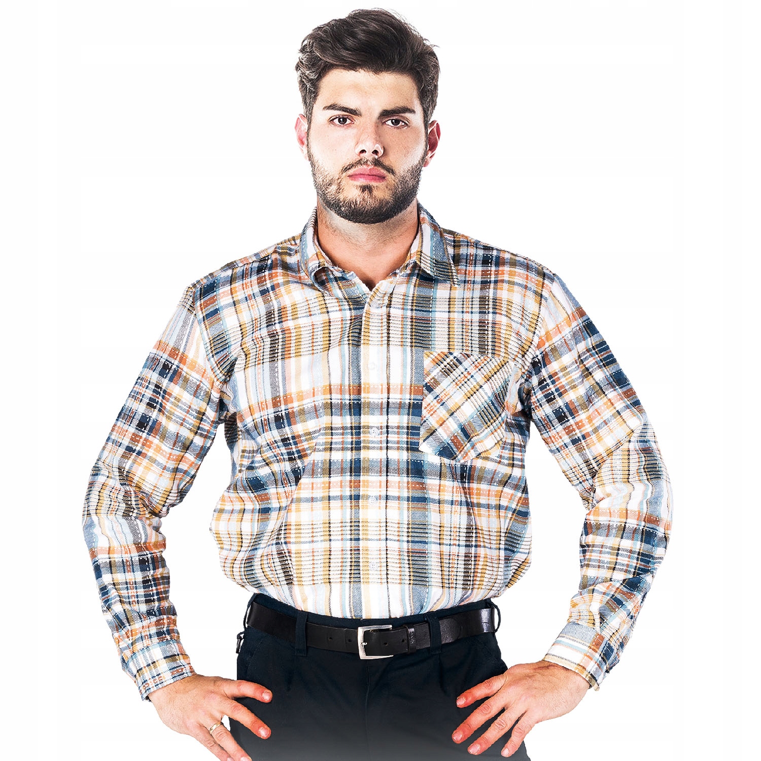 

Koszula Męska Flanelowa W Kratę Bawełna Jakość 3XL