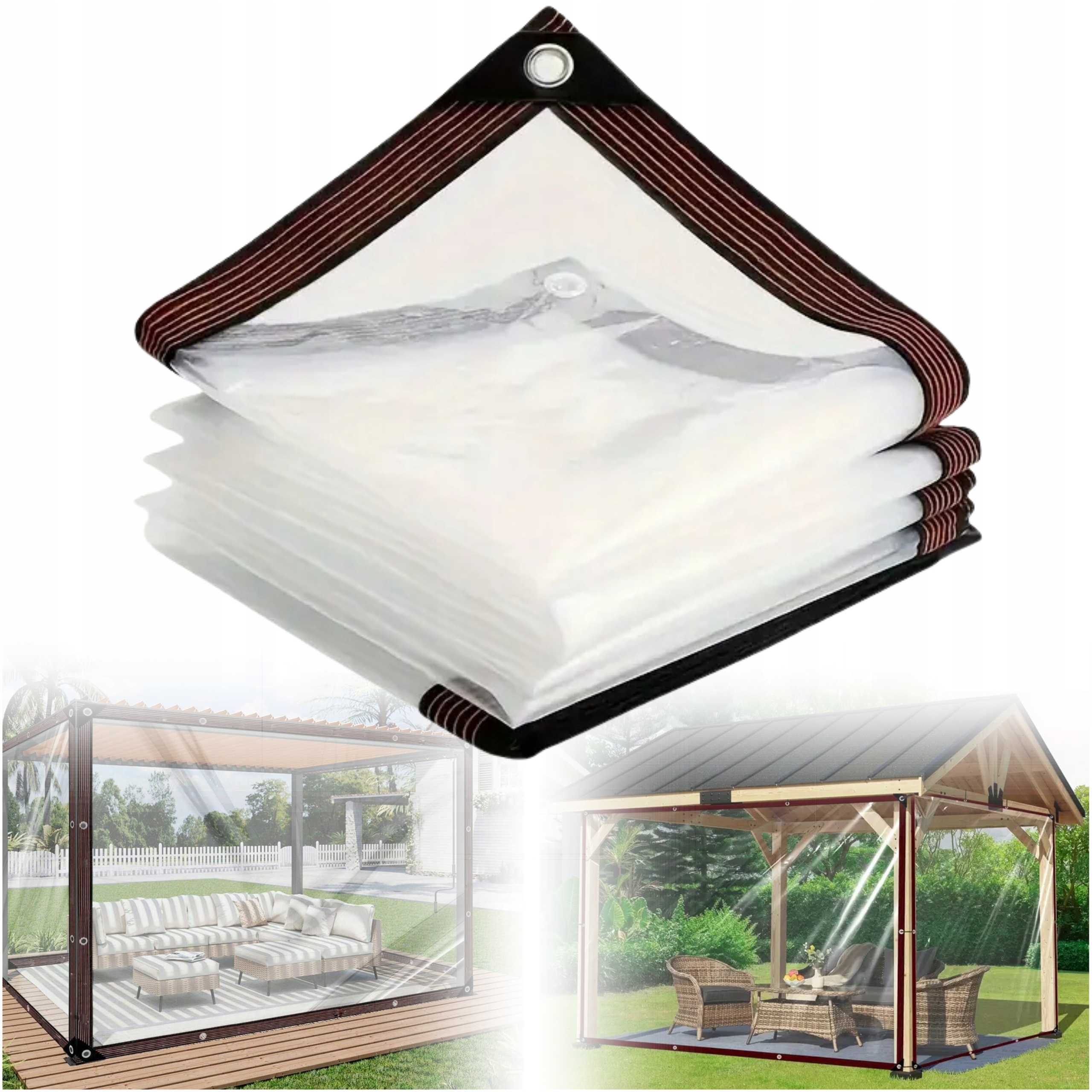 Zahradní Plachta Terasová Voděodolná Fólie Kryt Tarp Průhledná 3x3 m