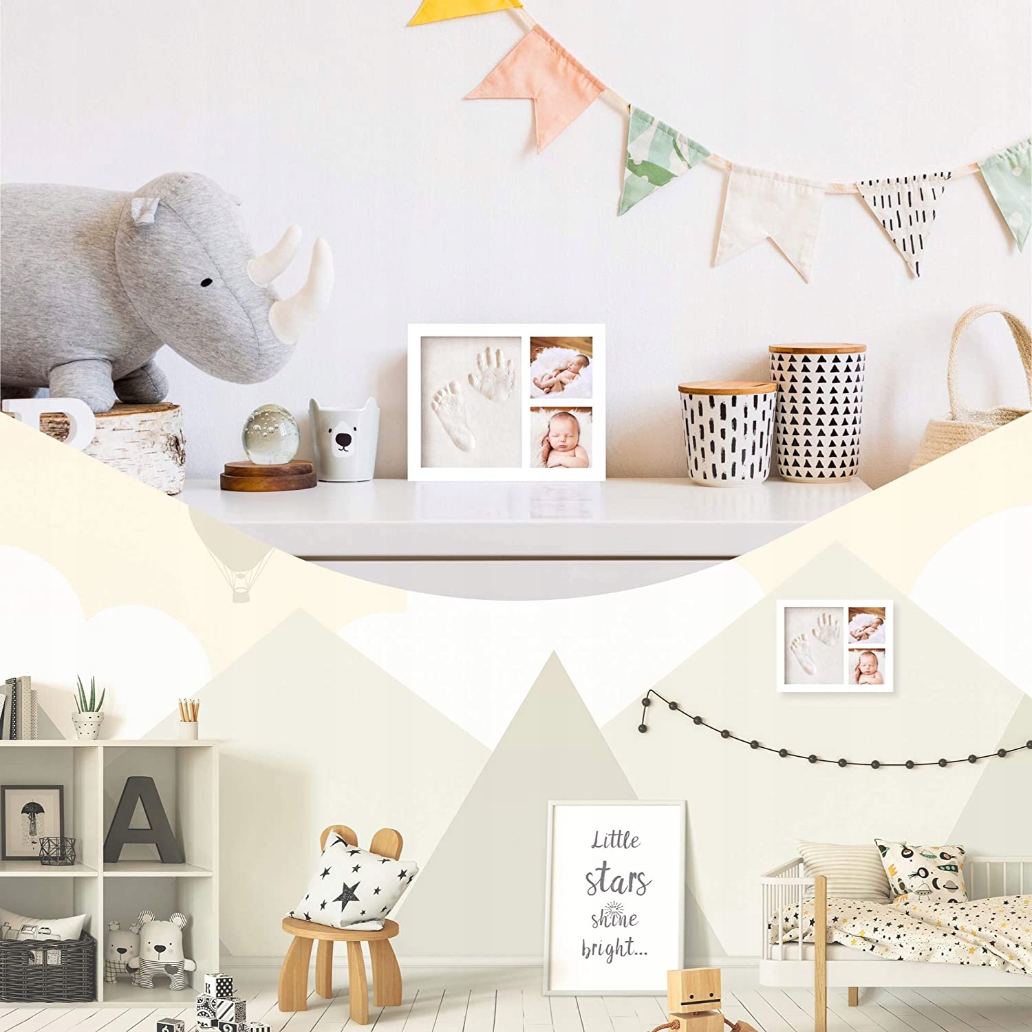 ODCISK DZIECKA RĄCZKI STÓPKI RAMKA PAMIĄTKA GLINKA Materiał tworzywo sztuczne