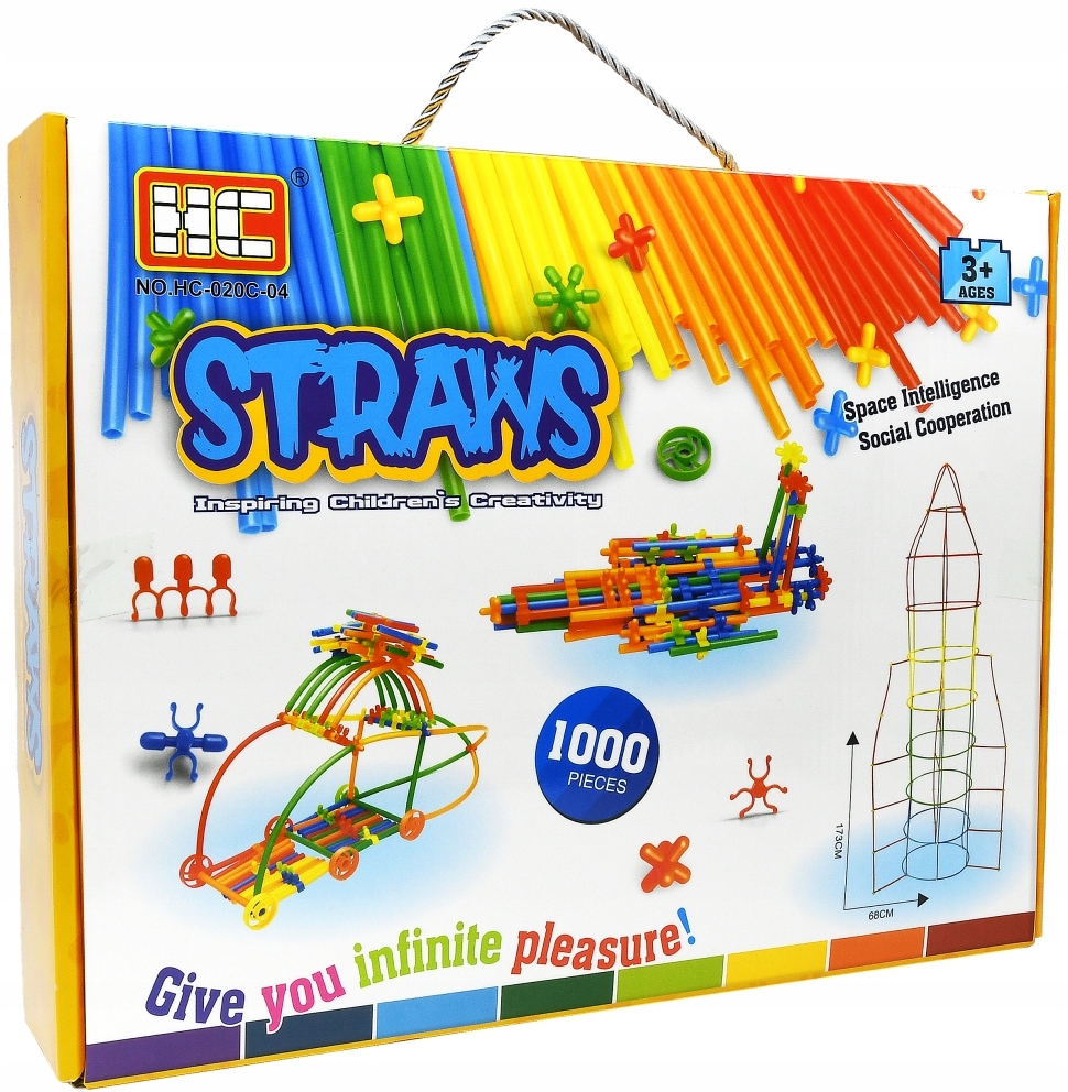 Słomki konstrukcyjne 1000 rurki złączki kółeczka Rodzaj zestaw