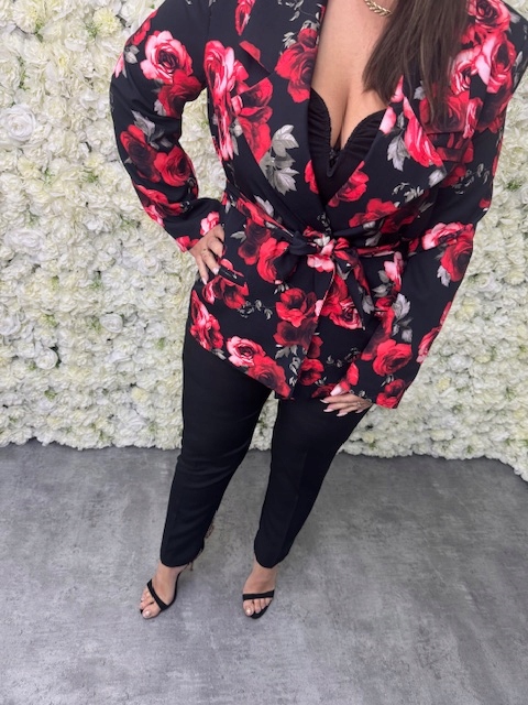 Sako oversize print růže LilaLou plus size 42 44 46 XL XXL