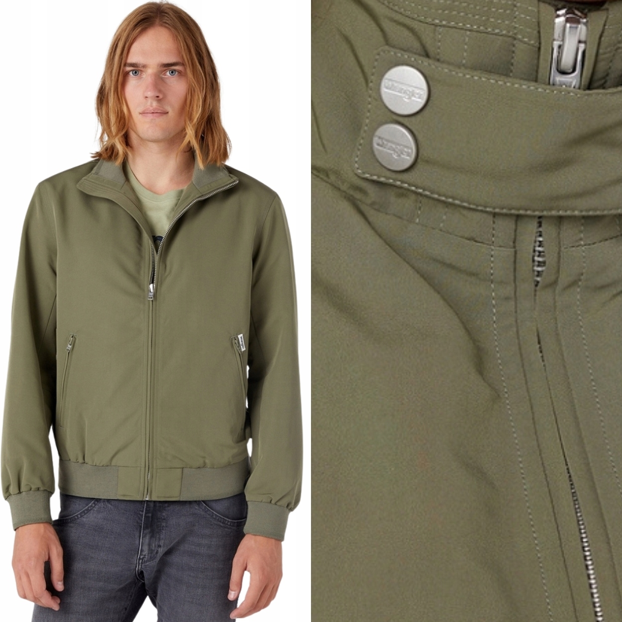 Wrangler Harrington Jacket Dusty Olive Zelená Bunda Větrovka M