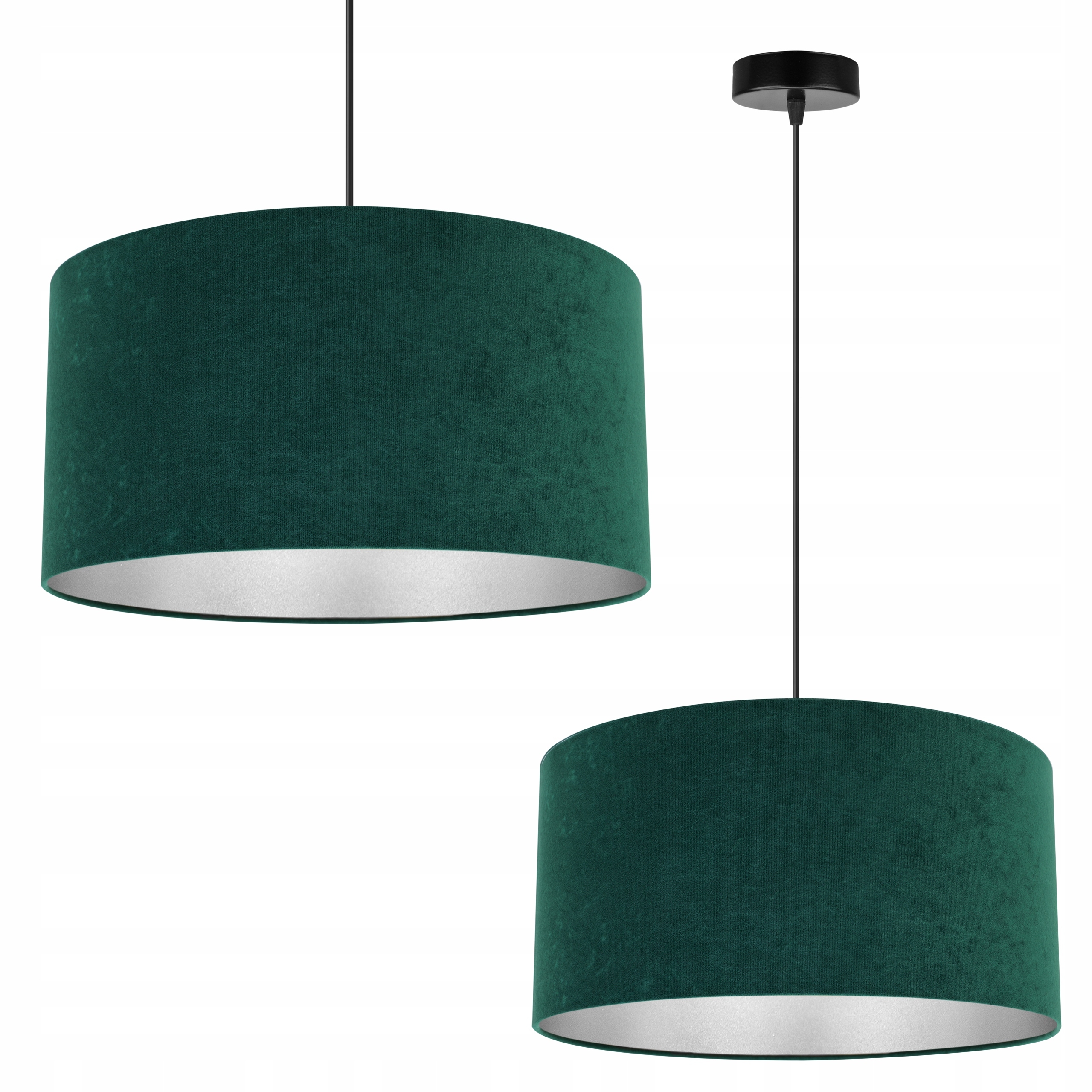 

Lampa Wisząca Sufitowa Żyrandol Abażur Welur Chrom