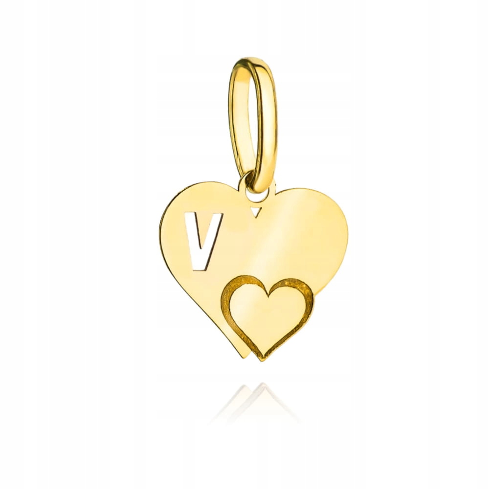 Přívěsek zlatý 585 Plech písmenko V se Srdíčkem 0.32g Srdce s písmenem