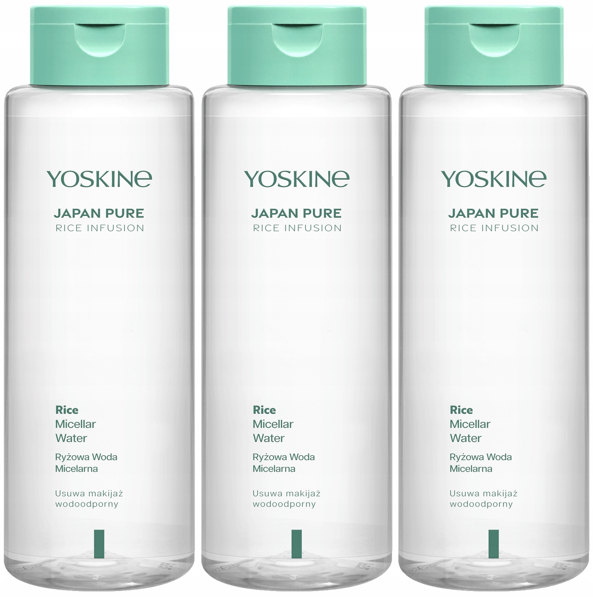 3x Yoskine Japan Rice Rýžová micelární voda 400 ml Odstraňuje voděodolný make-up