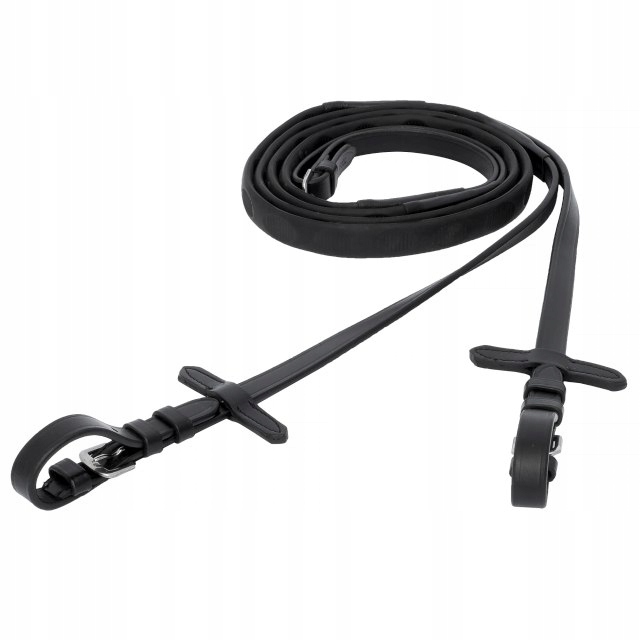 Wodze dla konia Equestrian Queen Magna szerokie gumowe czarne Full