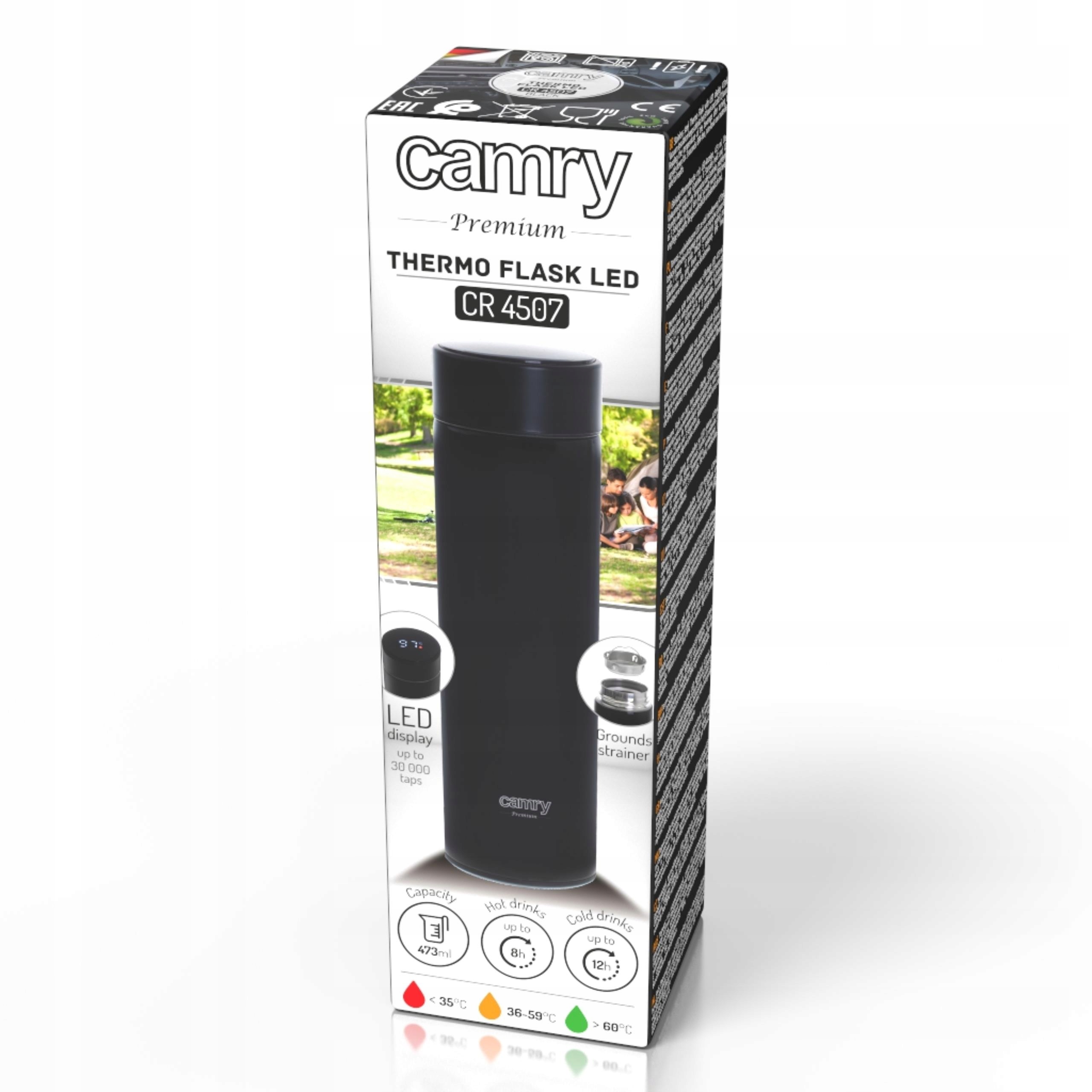 Termos LED 473ml z Wyświetlaczem Temperatury Camry 4507 Czarny