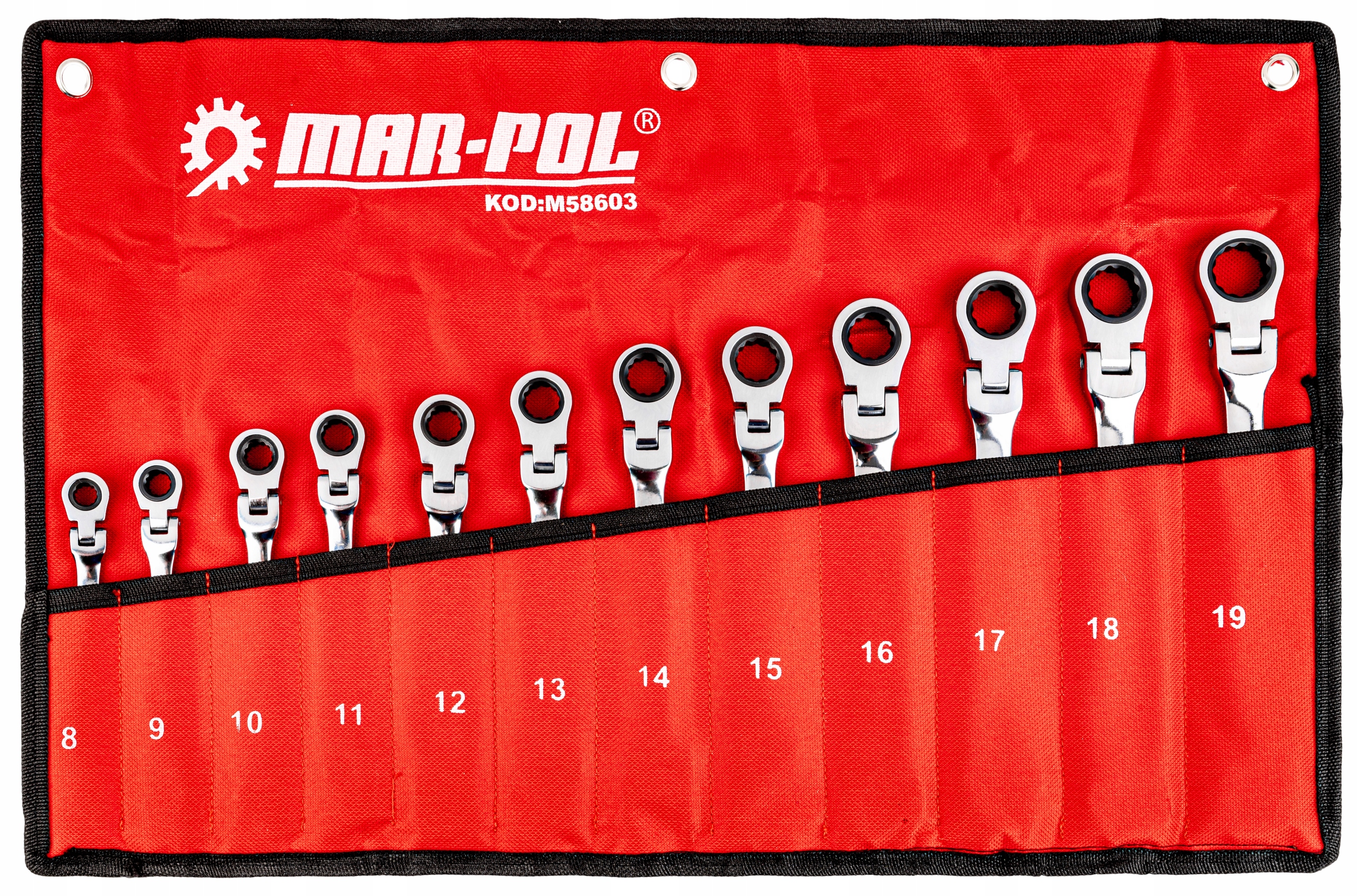 KLUCZE PLASKO OCZKOWE Z GRZECHOTKA LAMANE 8 19 12E Number of Elements sets