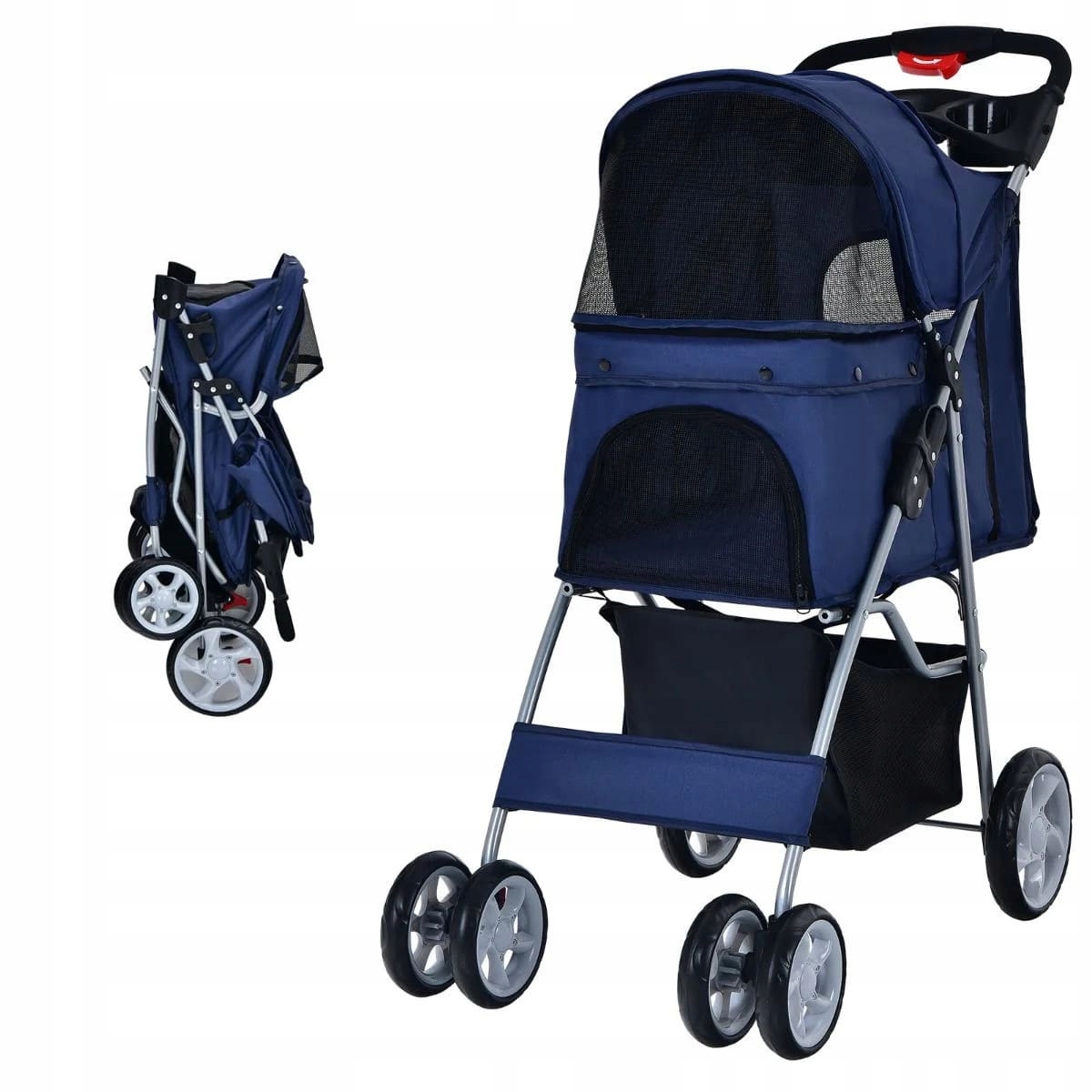 Levně Kočárek Costway modrý vel L 44,5 x 100,5 x 81 cm