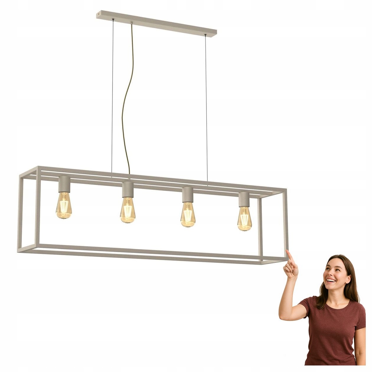 Obdĺžniková 4-bodová závesná lampa Frame 4429 Luminex