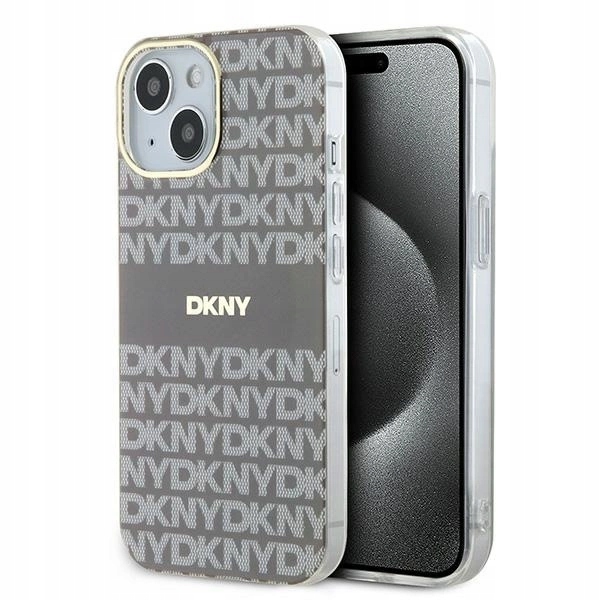 Pouzdro pouzdra kryt Dkny IML Mono & Stripe MagSafe pro iPhone 15 14 13 béžové